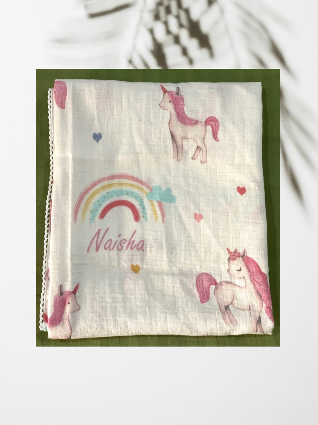 Unicorn and Rainbow Customised Swaddle