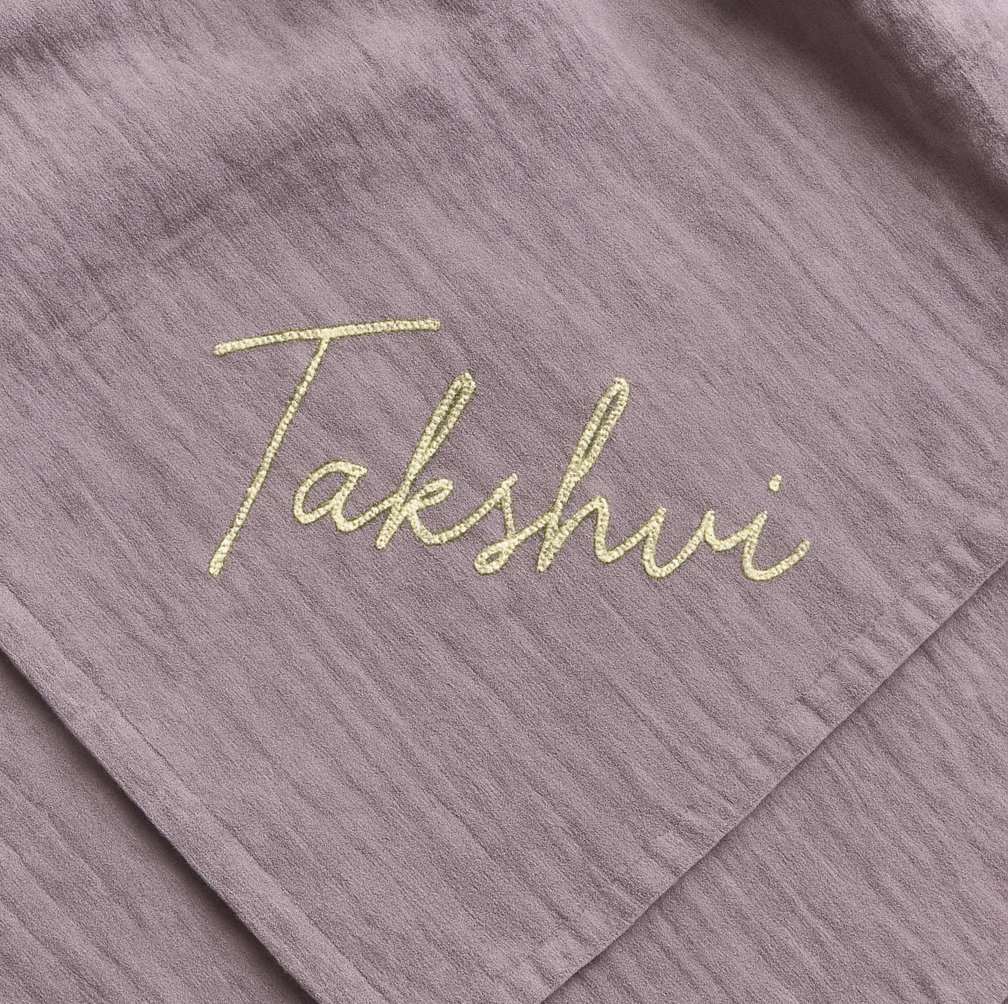 Custom Name Hand Embroidered Blanket Style 2