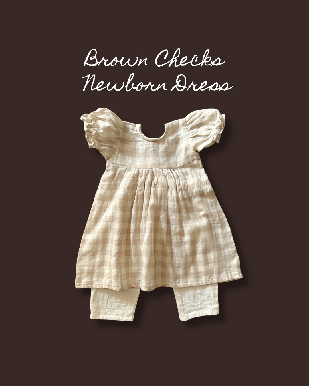 Brown Checks Newborn Dress