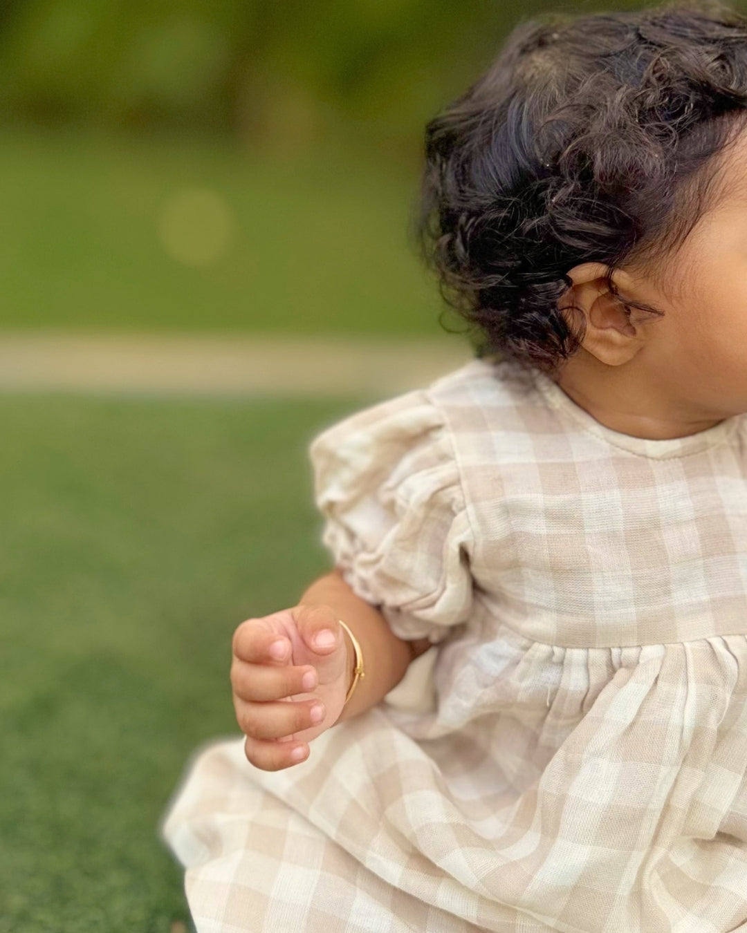 Brown Checks Newborn Dress