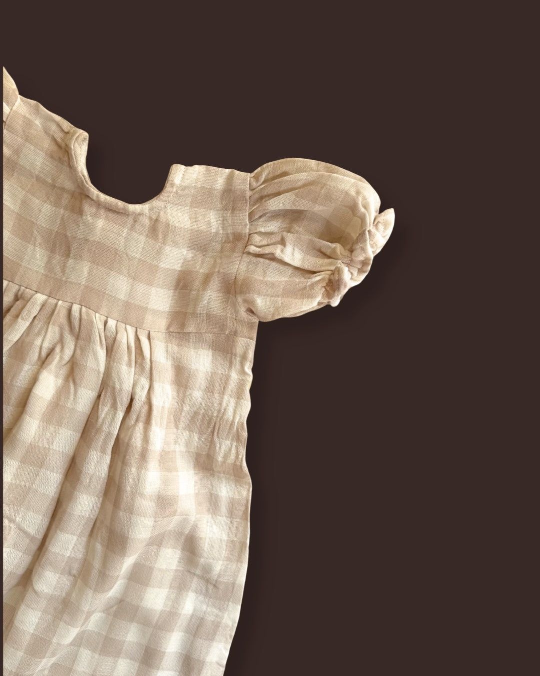 Brown Checks Newborn Dress