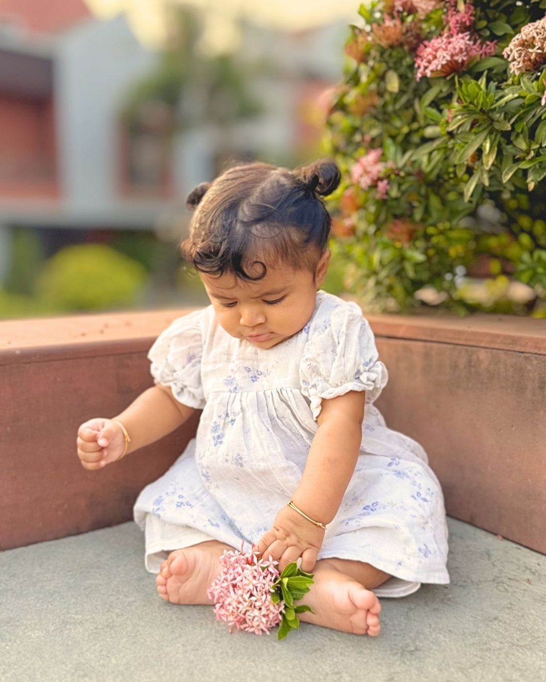 Azure Floral Newborn Dress