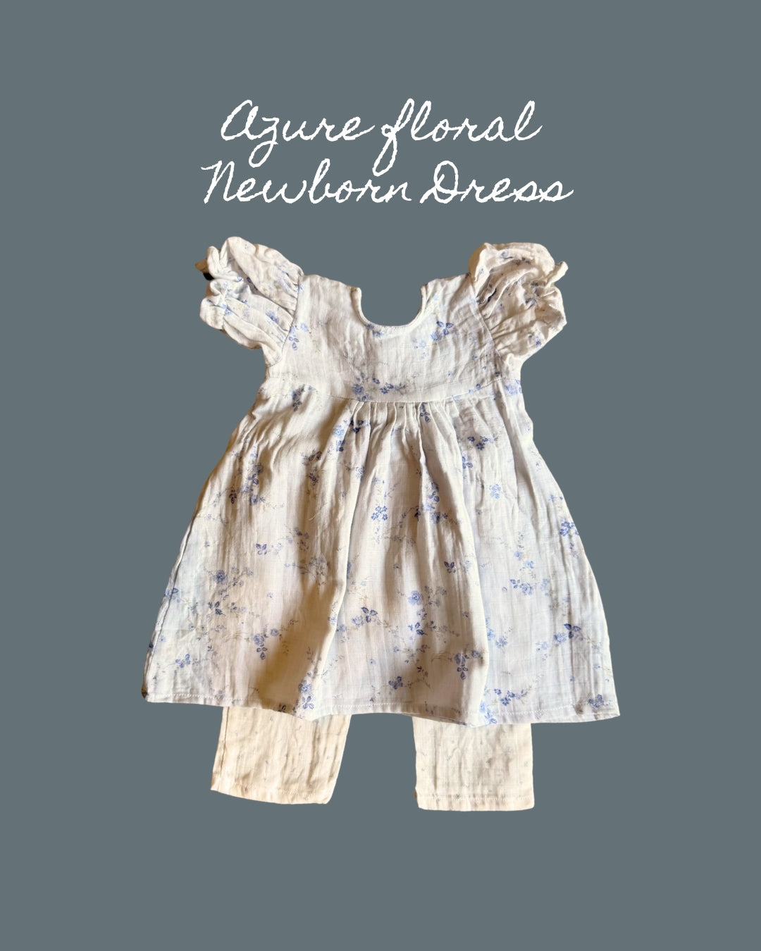 Azure Floral Newborn Dress