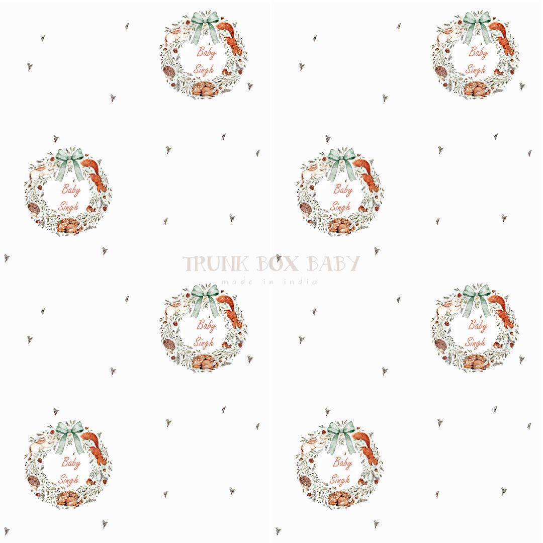 Woodland animal frame customised swaddle