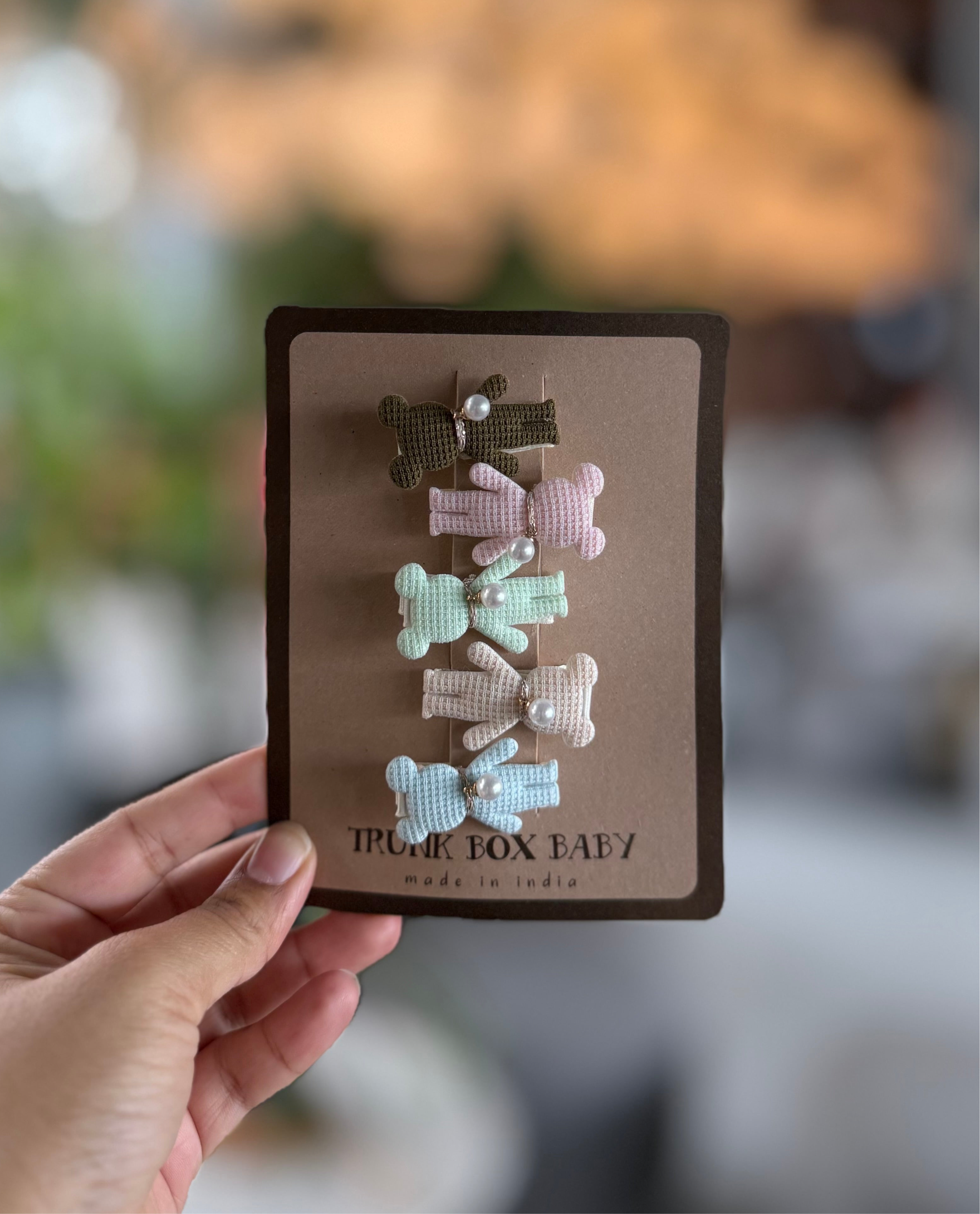 Pastel Bear Hair Clips