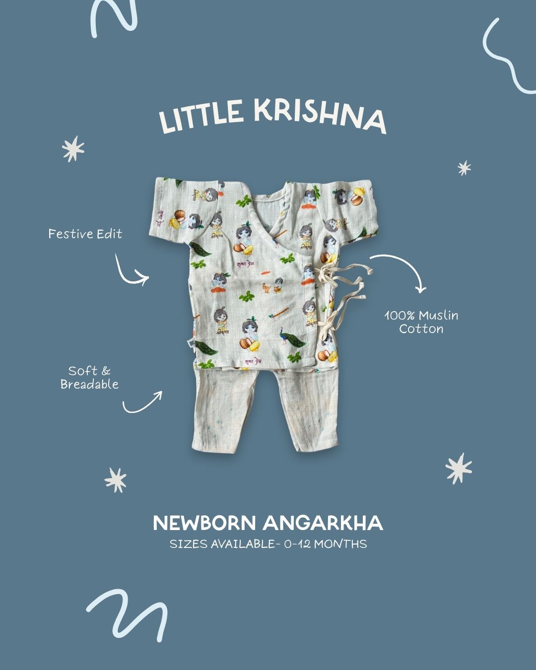 Little Krishna Swaddle & Angarkha Set Combo