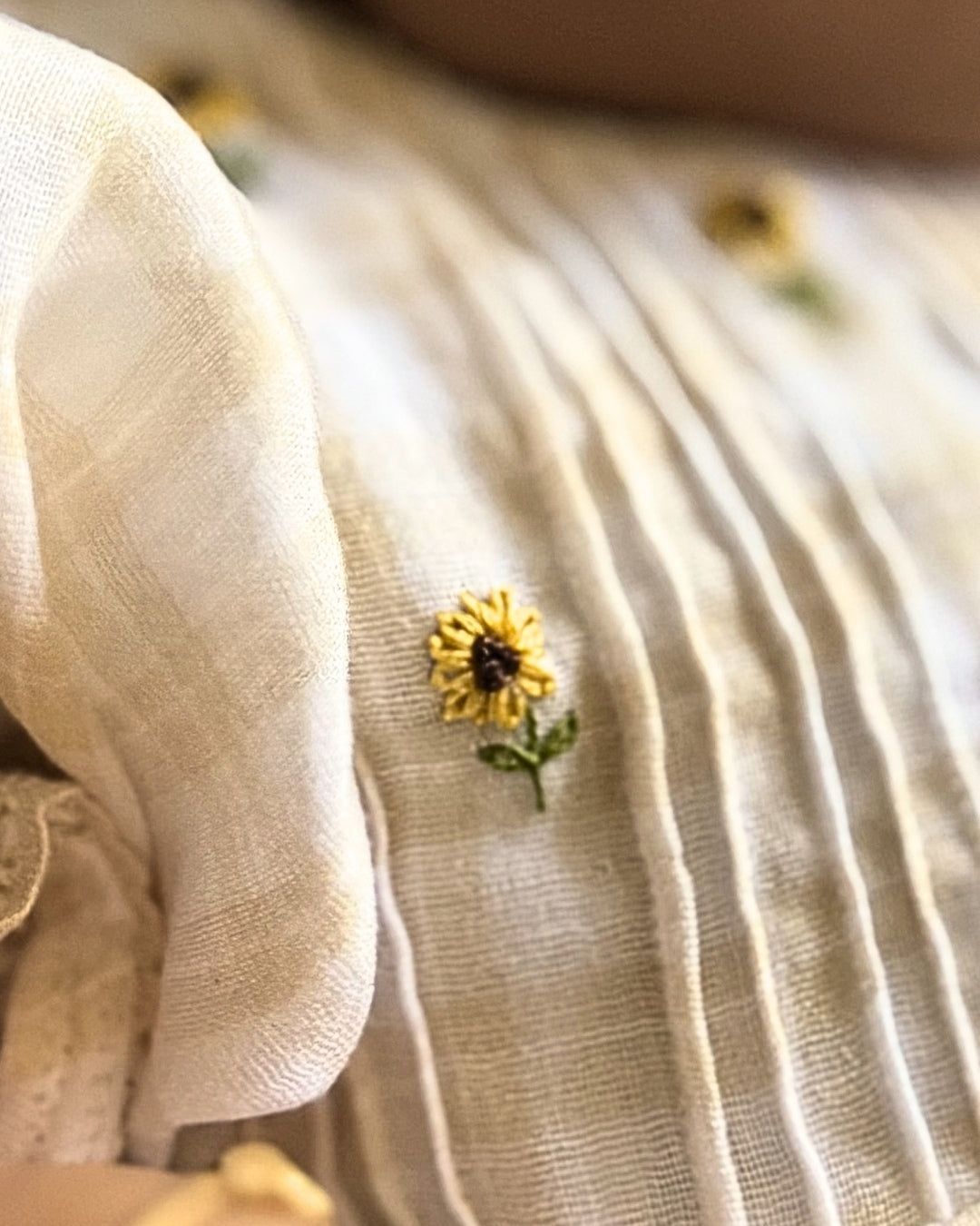 Sunflower Hand Embroidered Newborn Dress