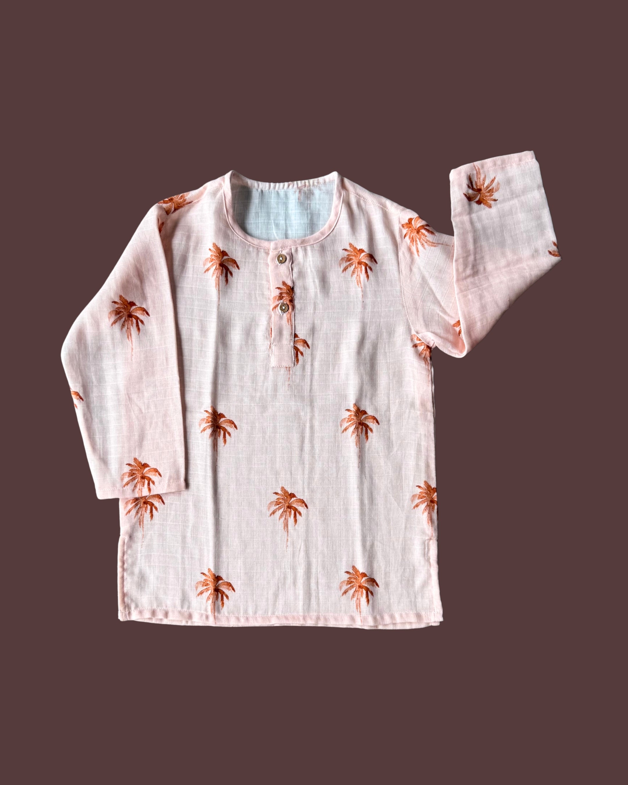 Peach Palm Paradise Kurta