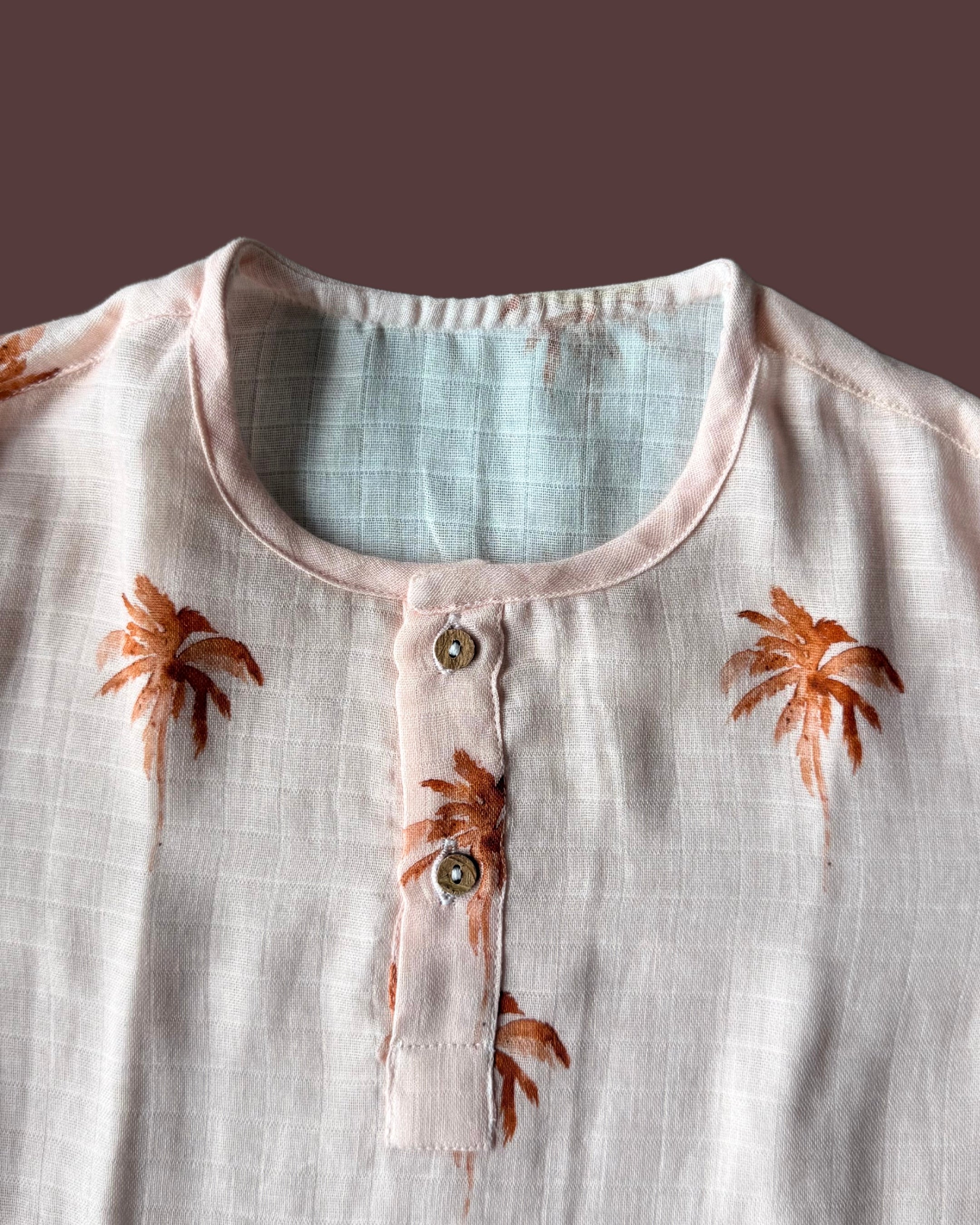 Peach Palm Paradise Kurta