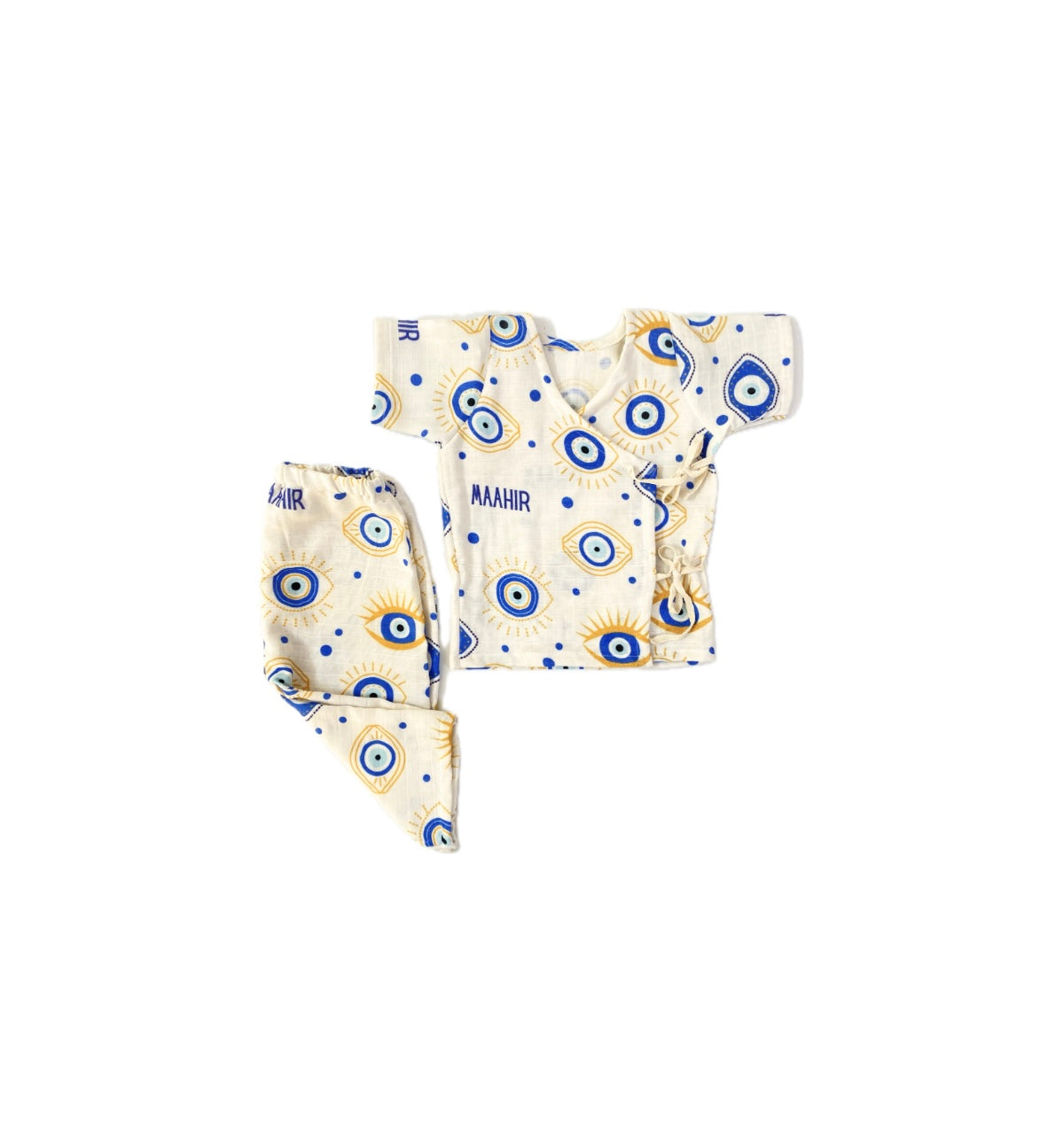 Customised Evil eye Newborn Angarkha & Swaddle Set