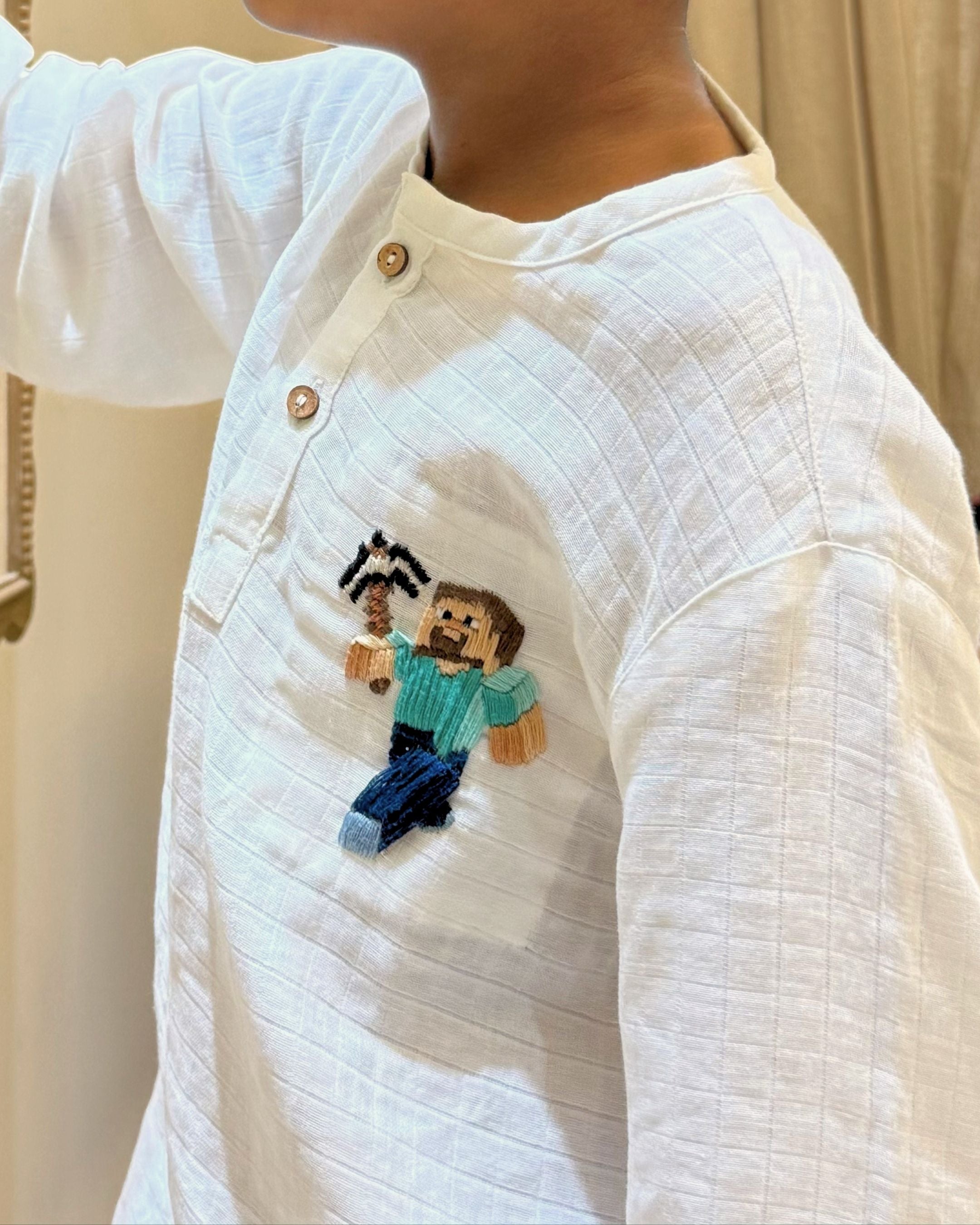 Minecraft Hand Embroidered Kurta