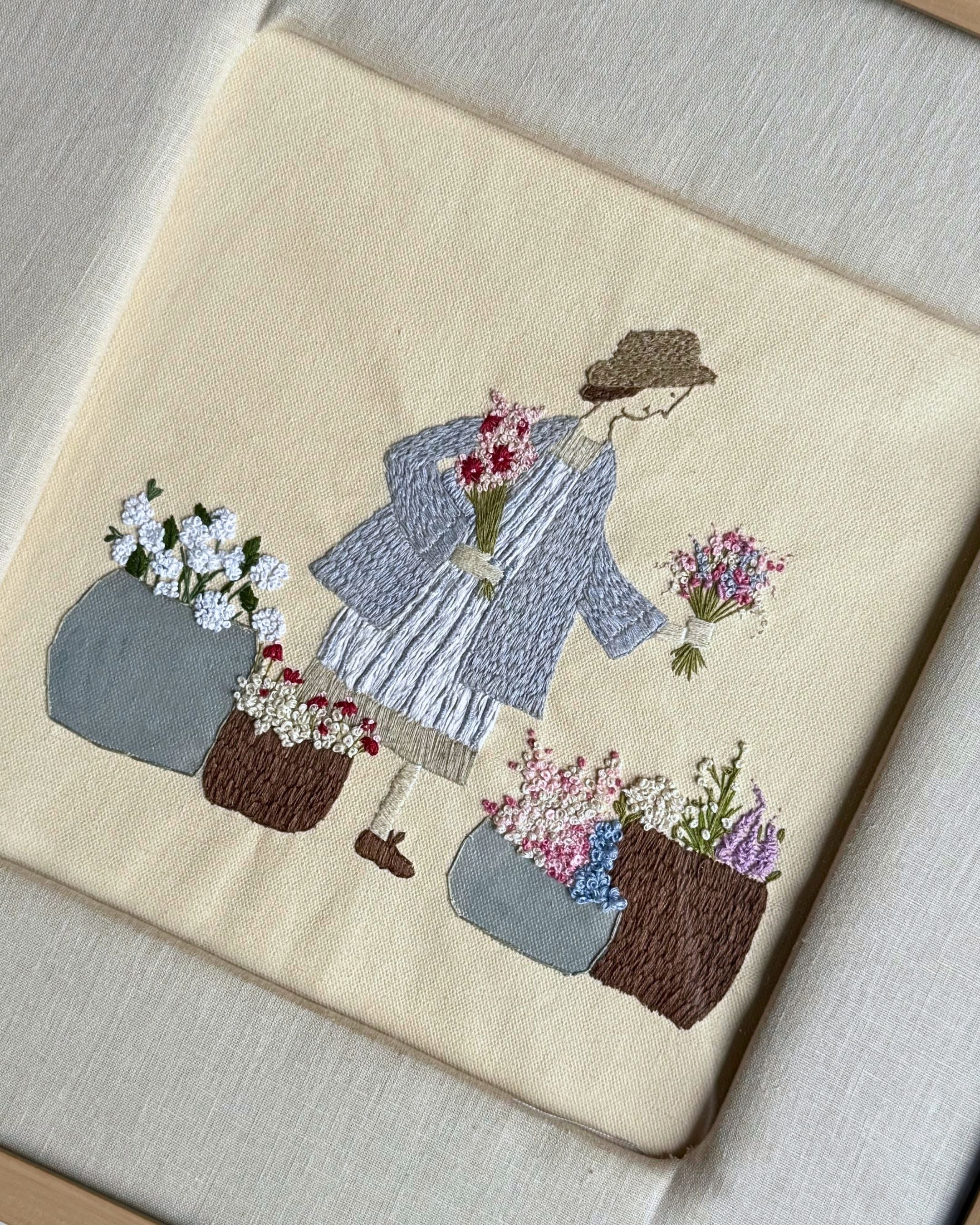 The Flower Shop Hand Embroidered Artwork