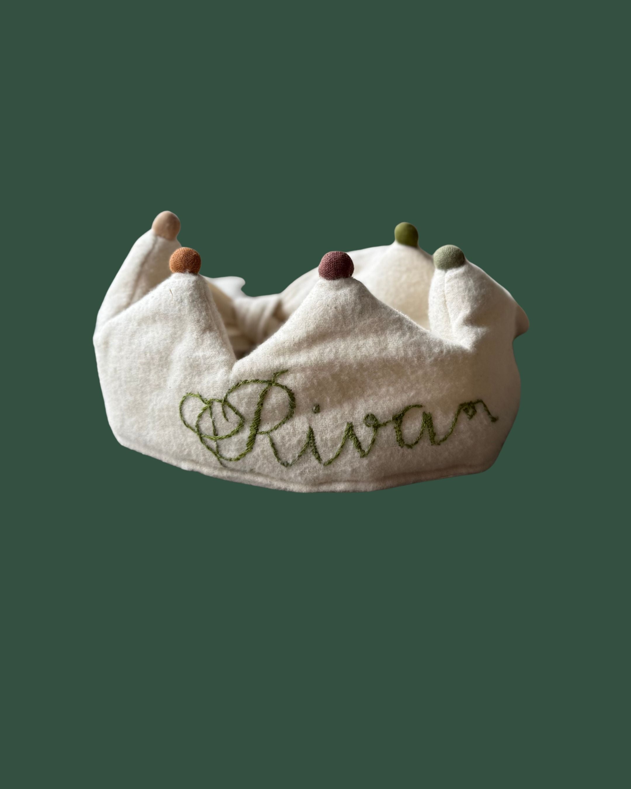 Hand Embroidered Party Pompom Custom Name Crown