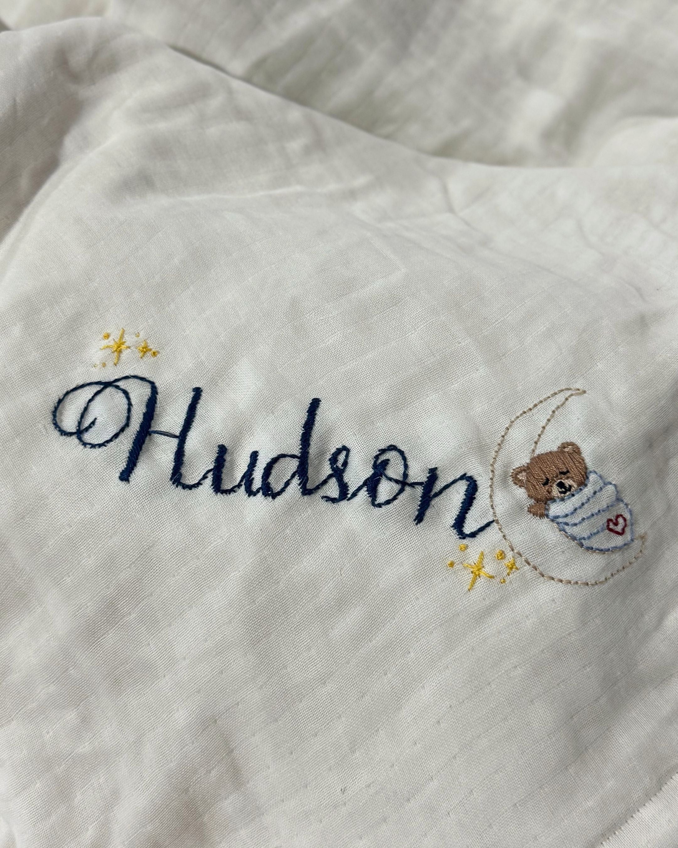 Custom Name Hand Embroidered Blanket Style 6