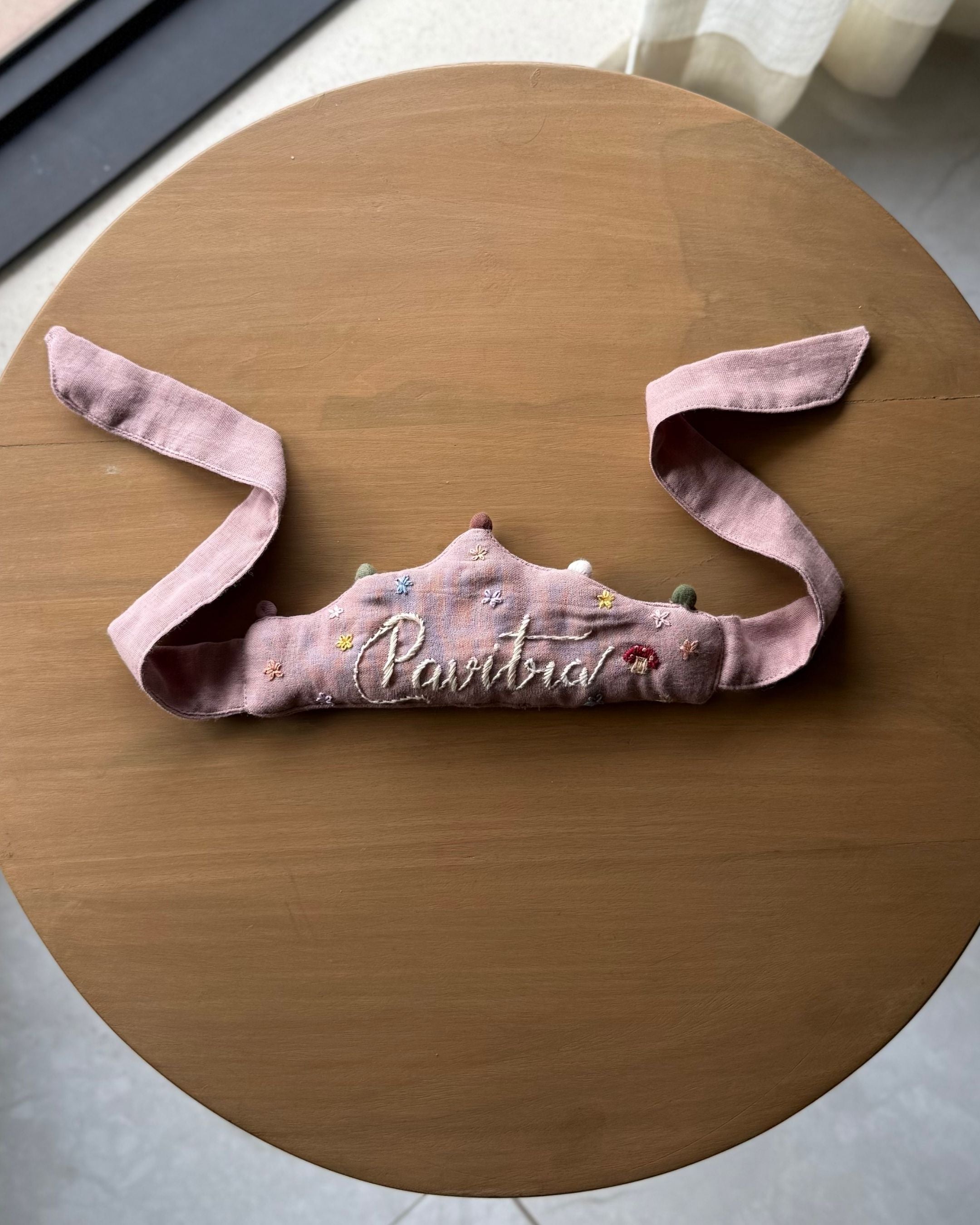 Hand Embroidered Garden Bloom Custom Name Crown