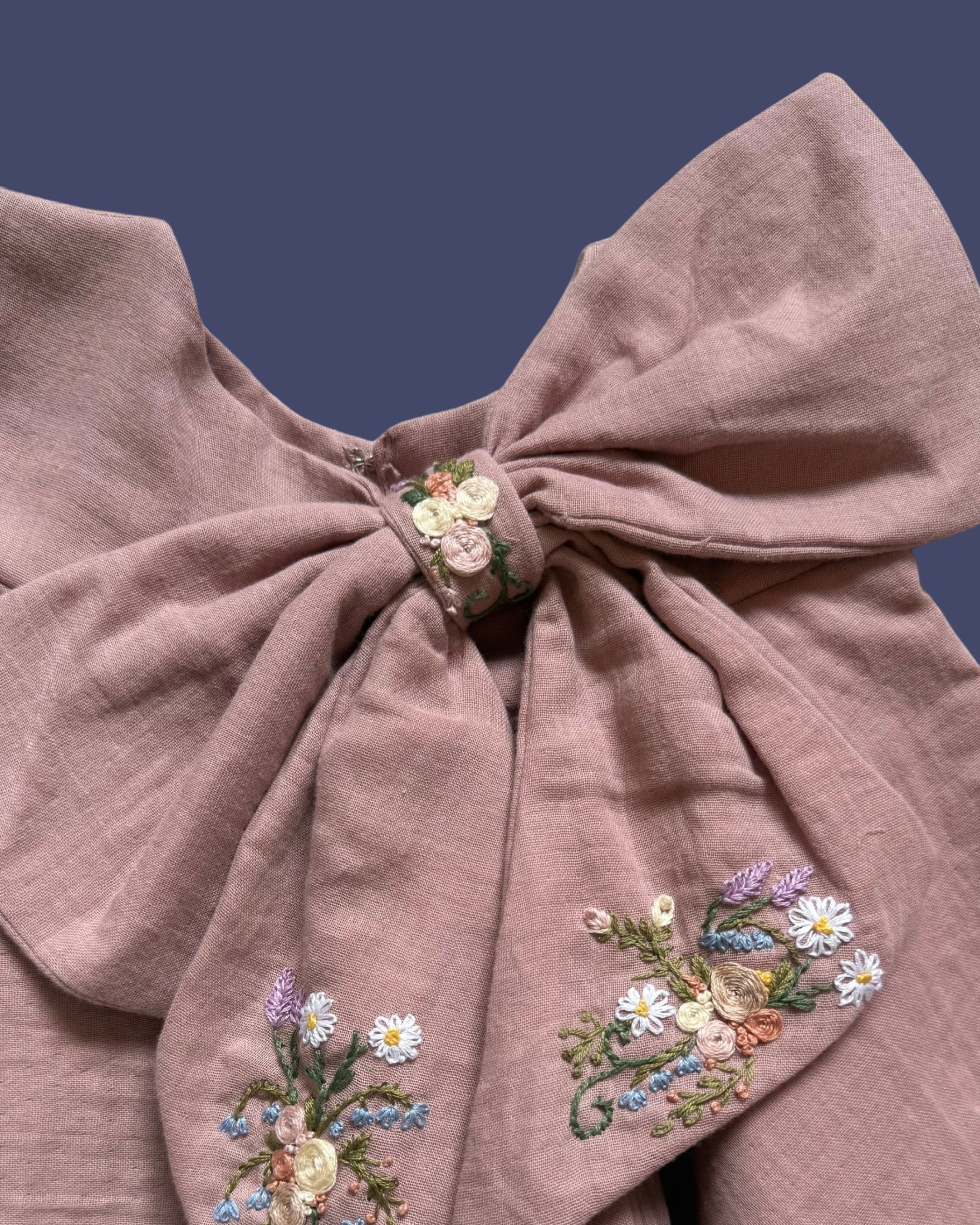 Turkish Rose Newborn Dress with Embroidered Bow