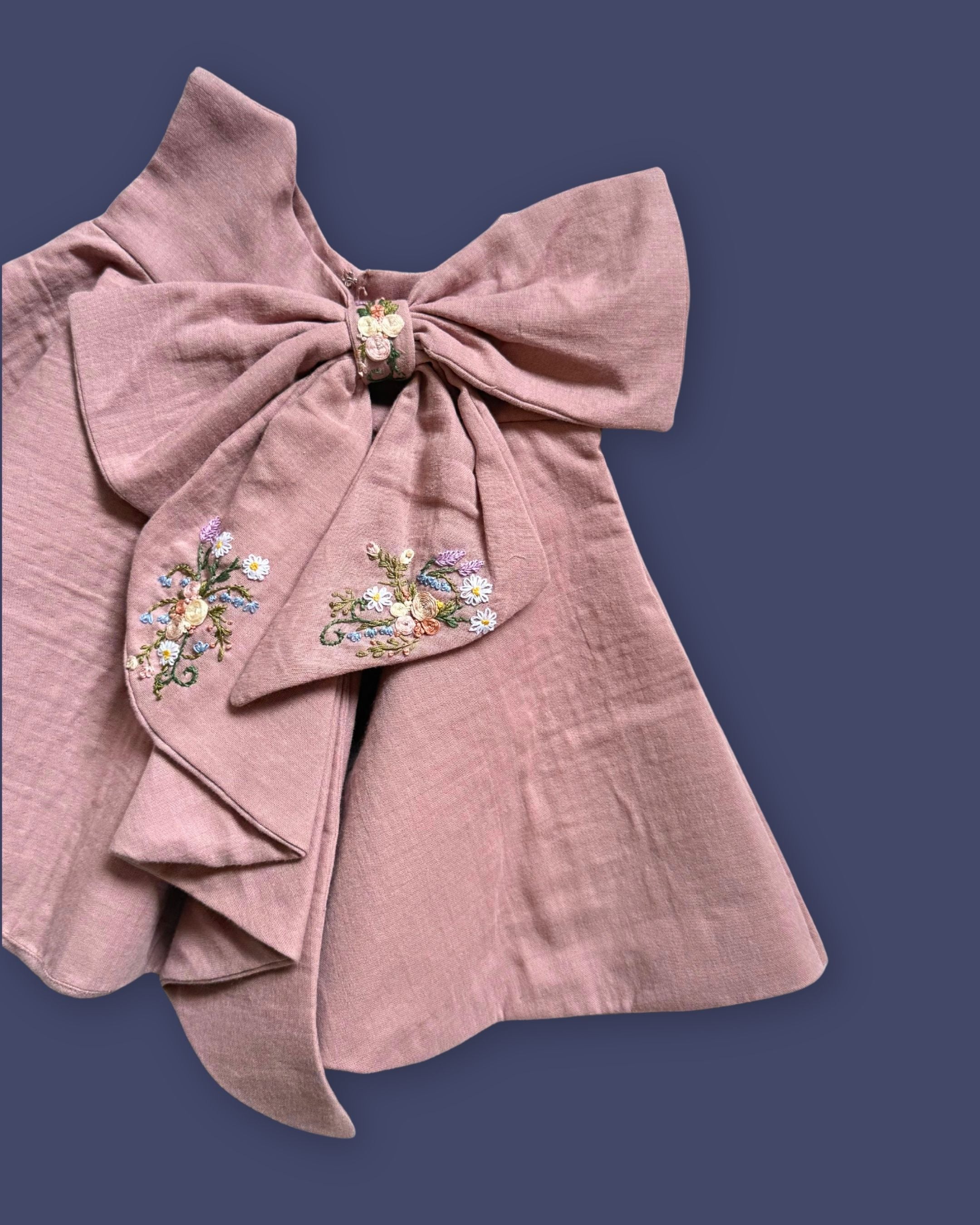 Turkish Rose Newborn Dress with Embroidered Bow