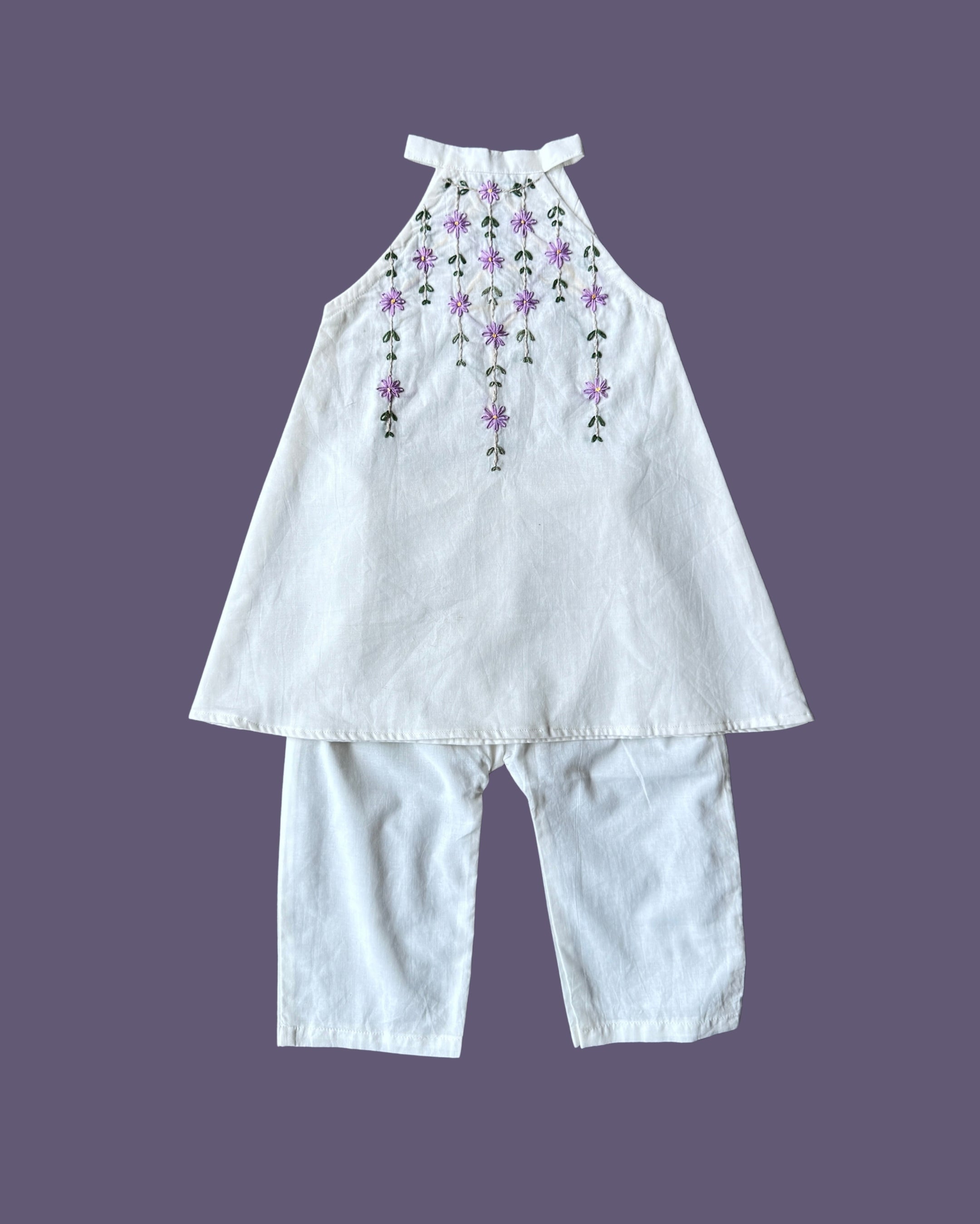 Lavender Bloom Hand Embroidered Newborn Dress