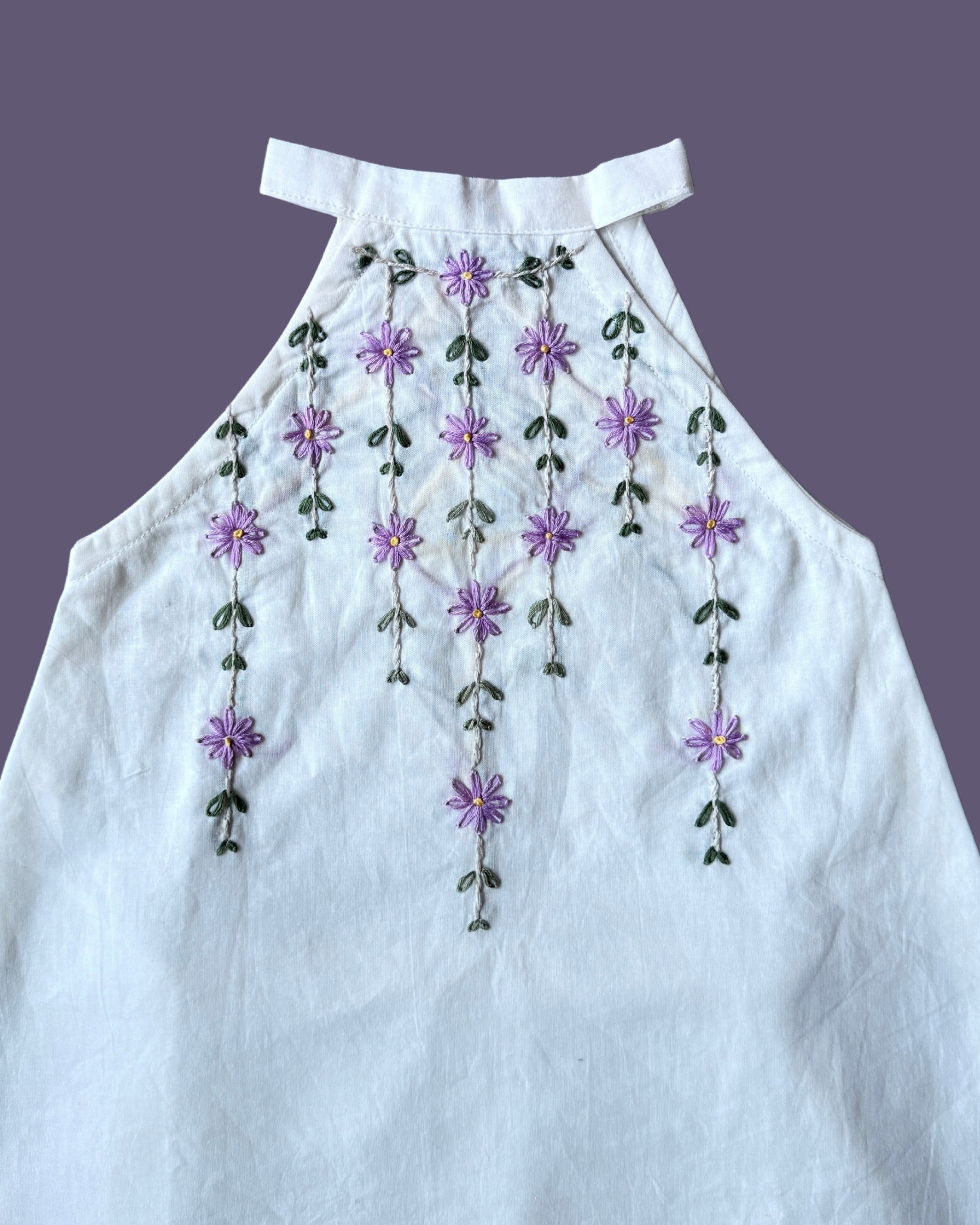 Lavender Bloom Hand Embroidered Newborn Dress