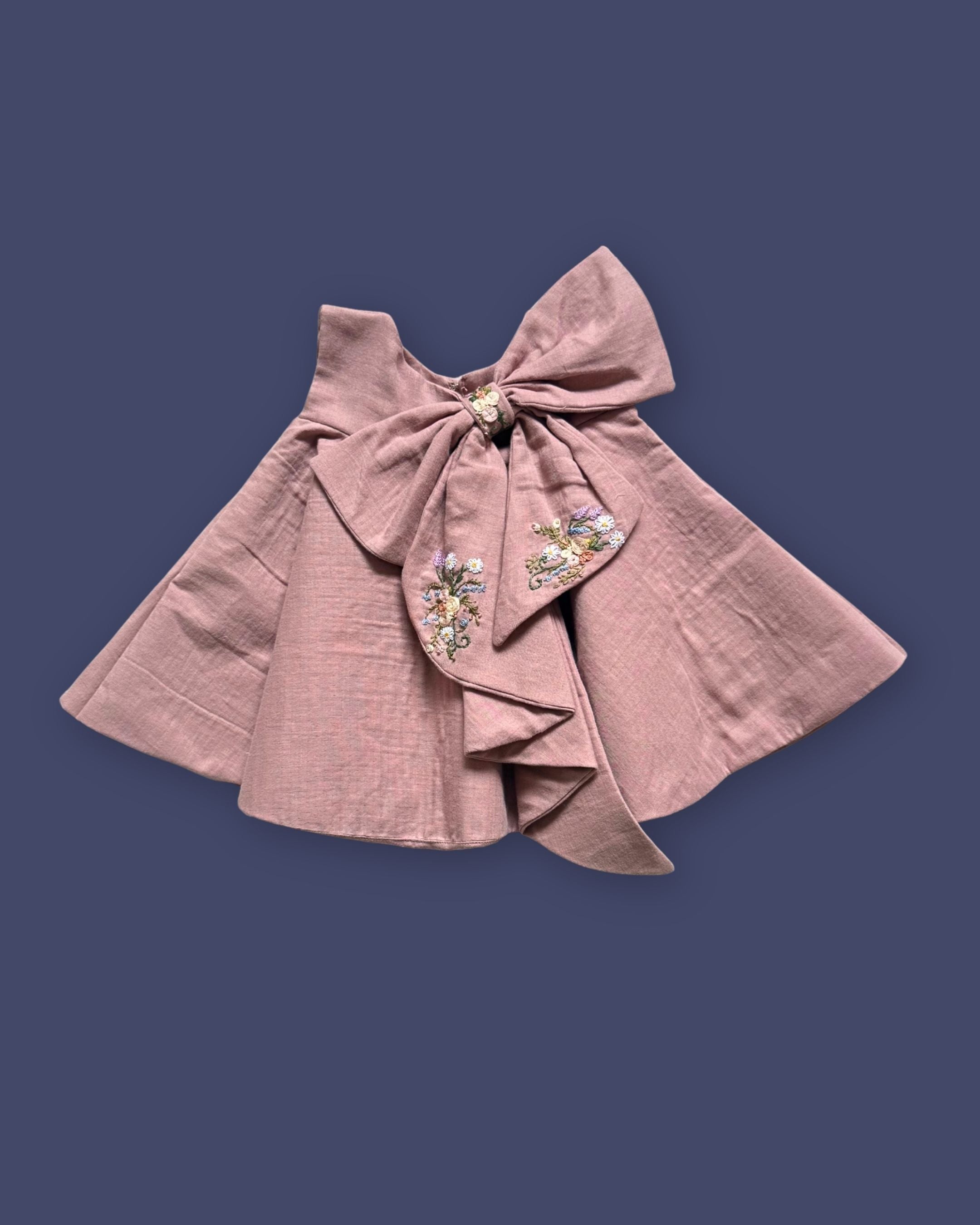 Turkish Rose Newborn Dress with Embroidered Bow