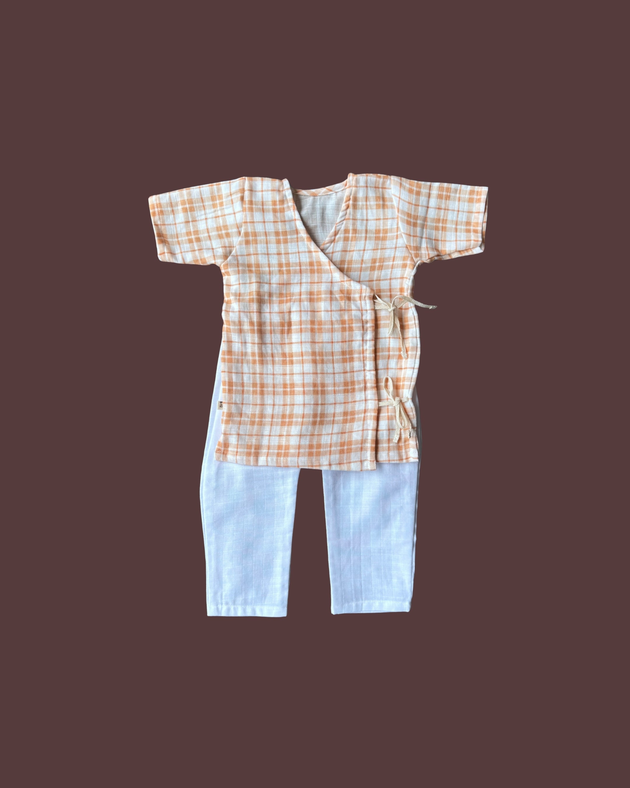 Apricot Gingham Angarkha Set