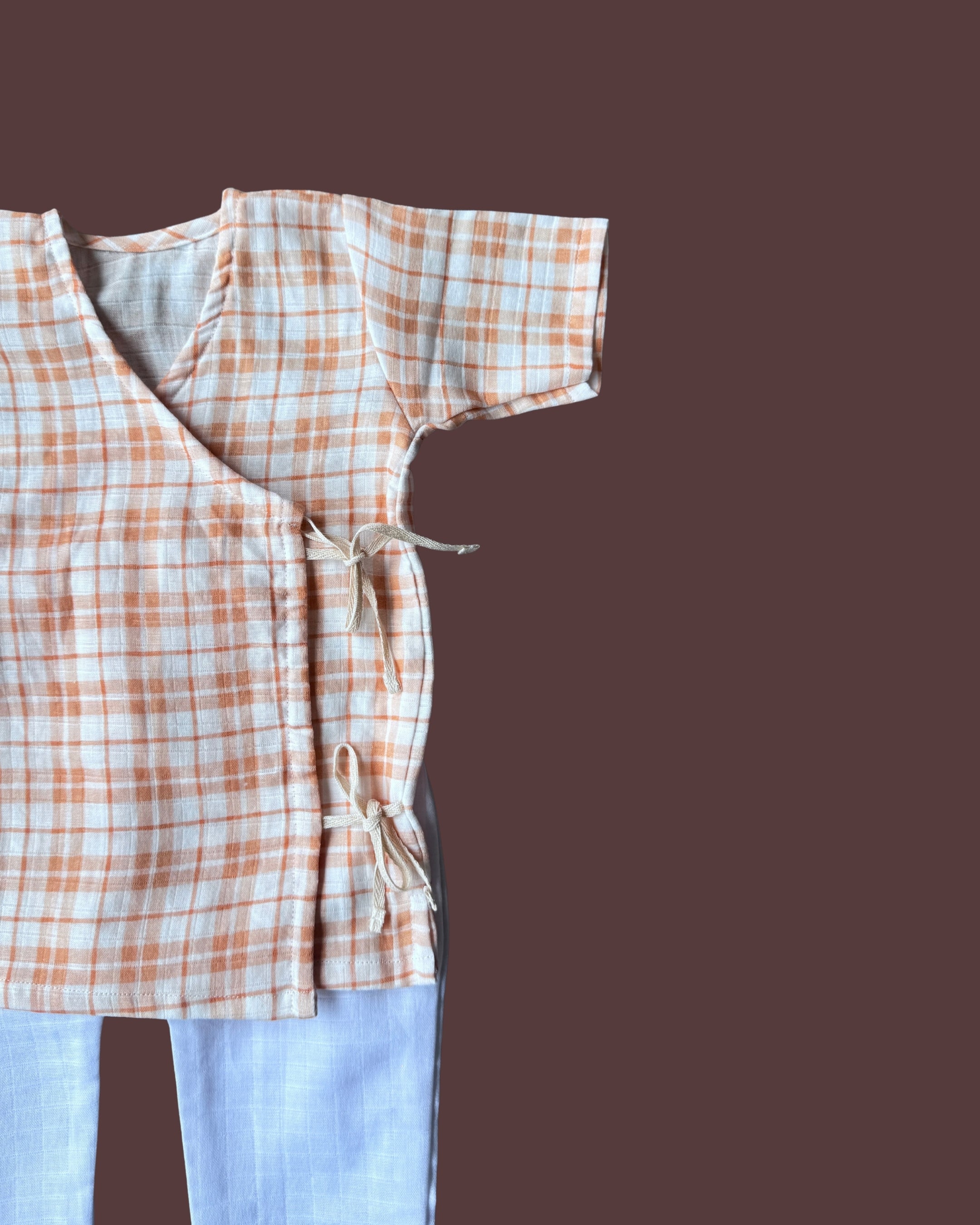 Apricot Gingham Angarkha Set