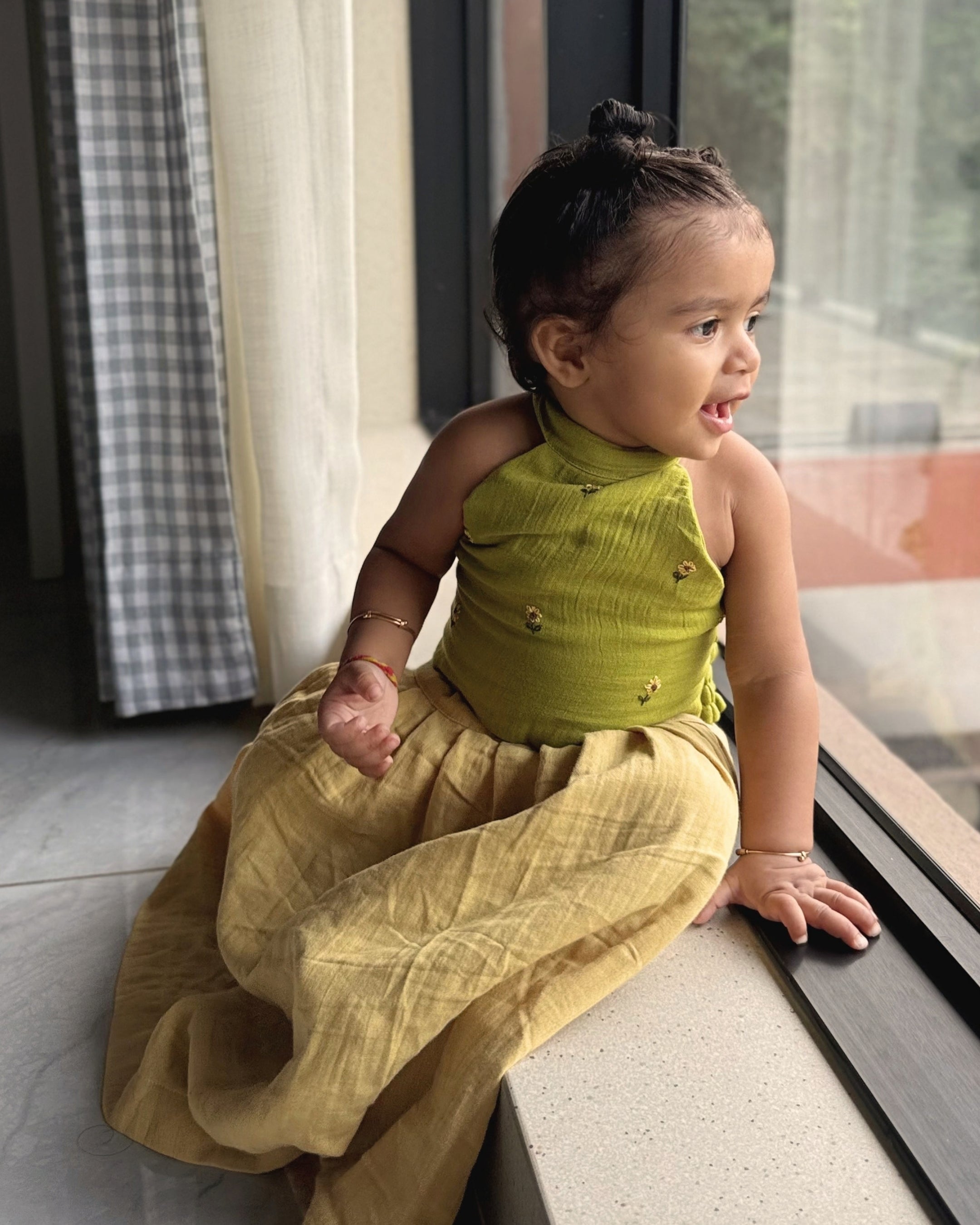 Sunflower Hand Embroidered Lehenga Choli