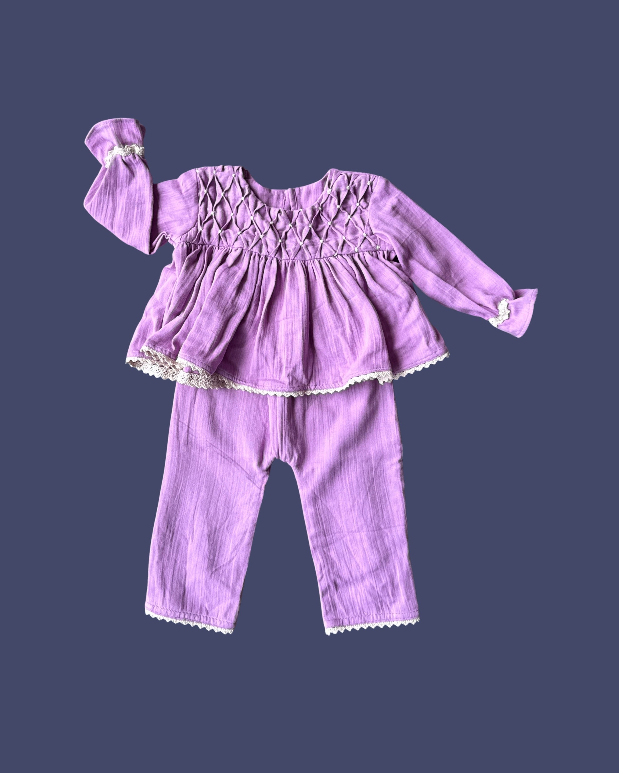 Lilac Smocked Newborn Set