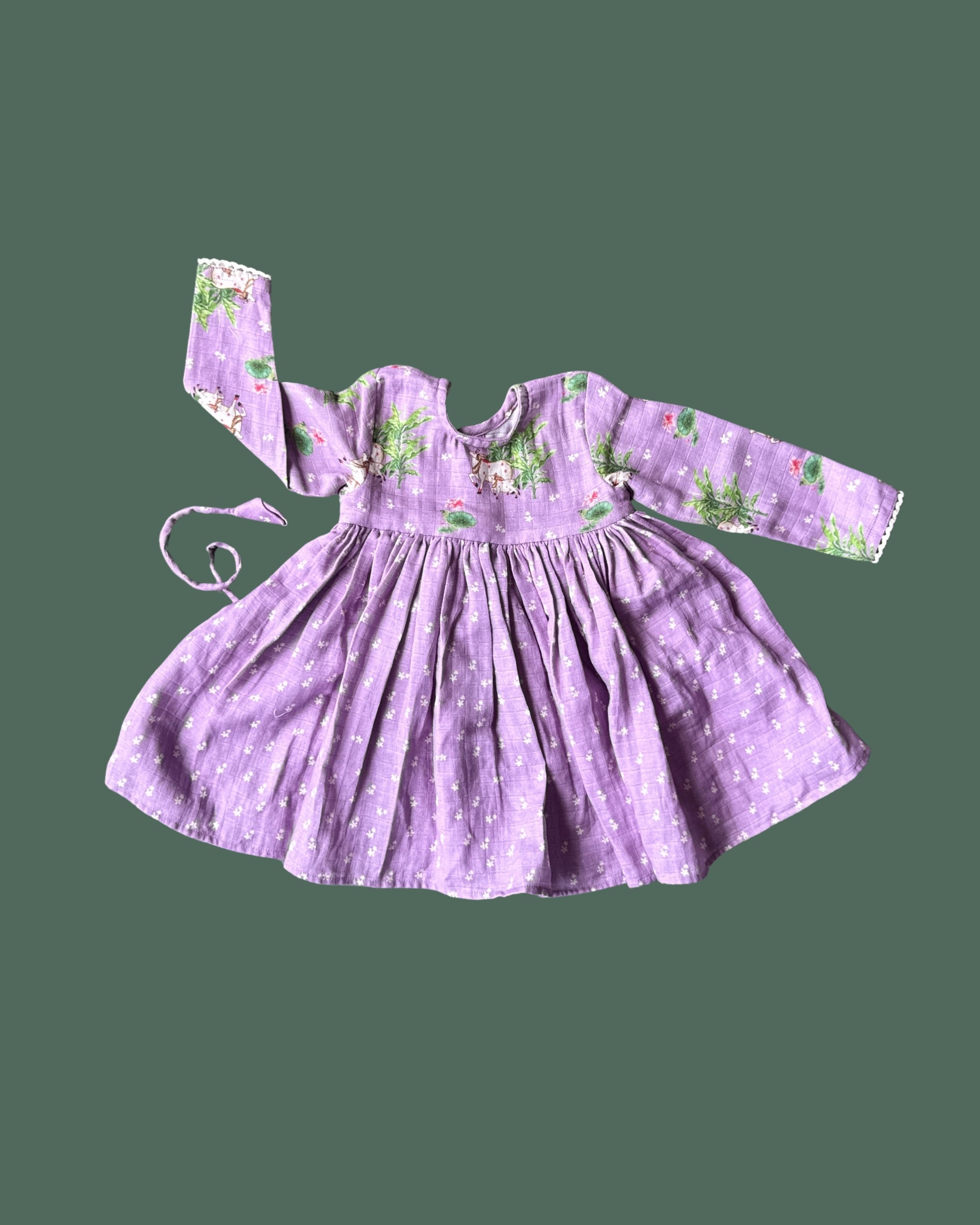 Lilac Pichwai Newborn Dress