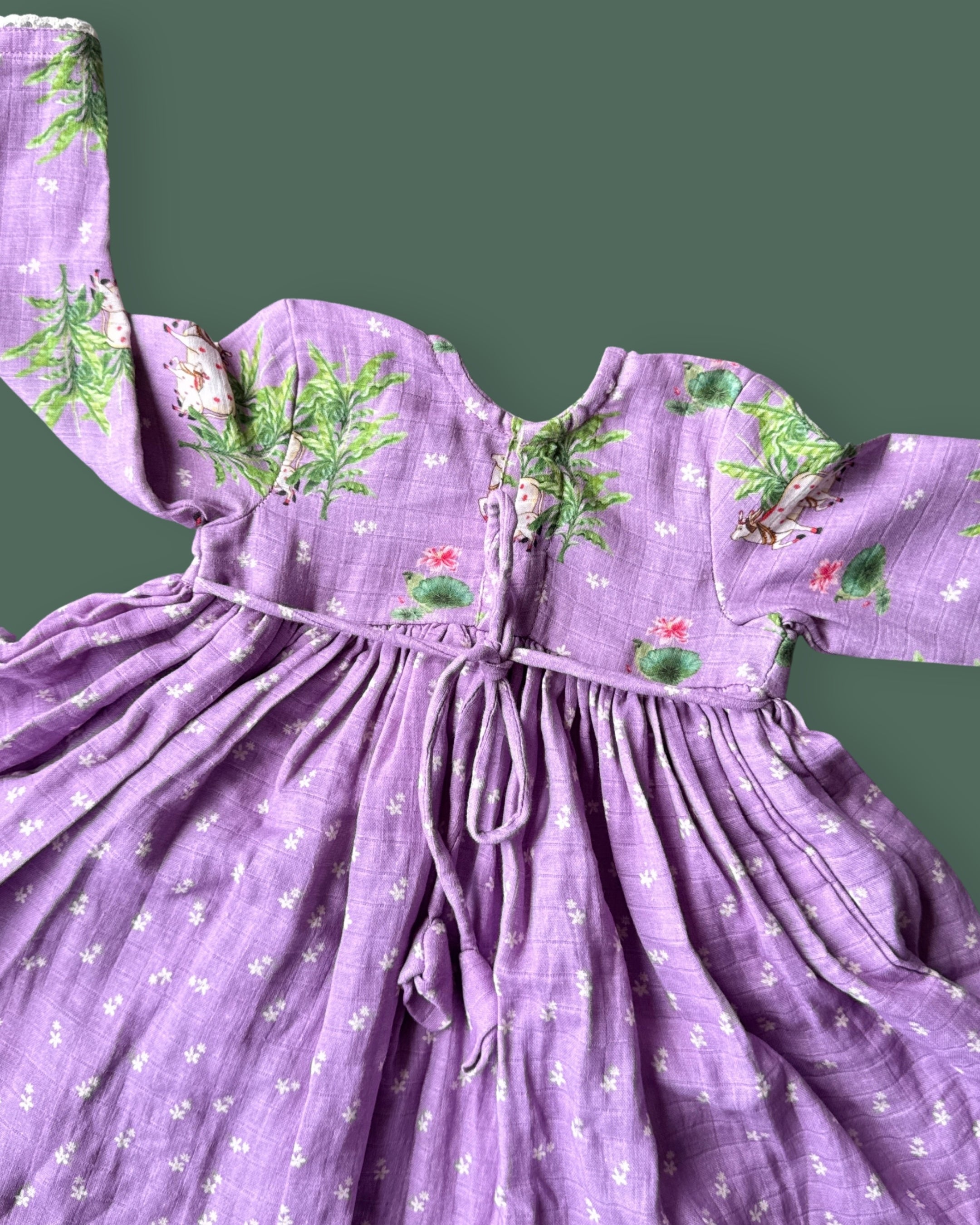 Lilac Pichwai Newborn Dress