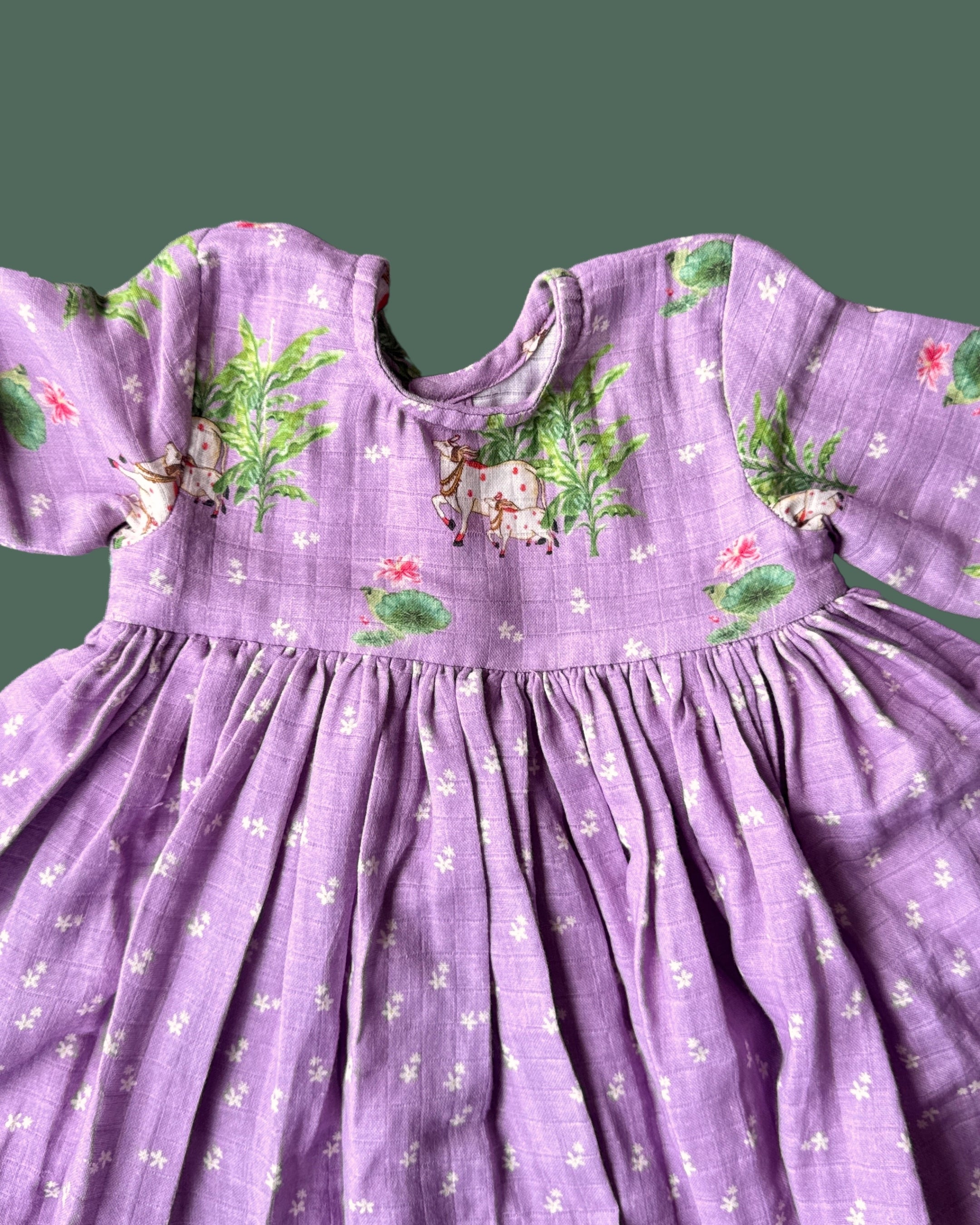 Lilac Pichwai Newborn Dress