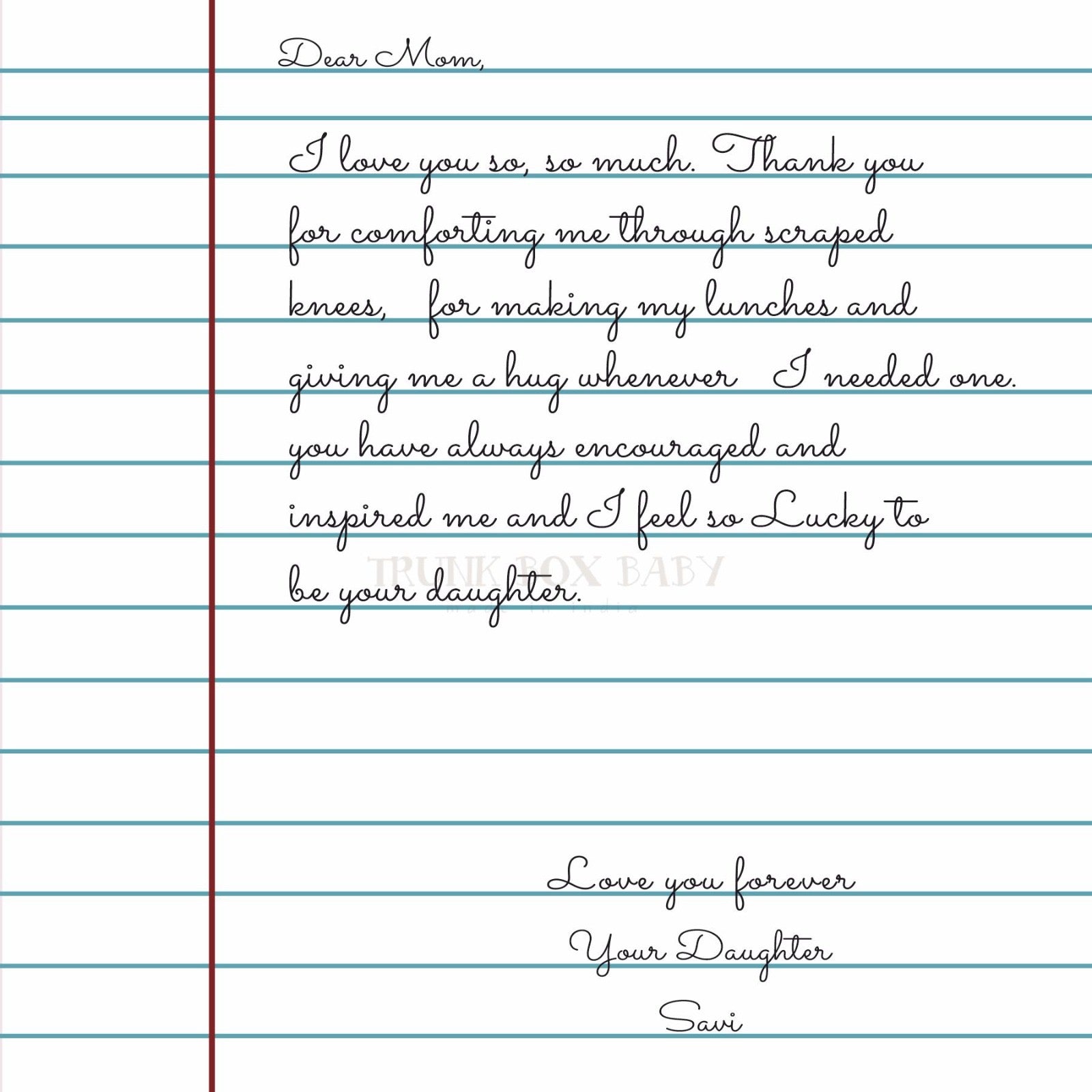 Letter to mom Customised Blanket