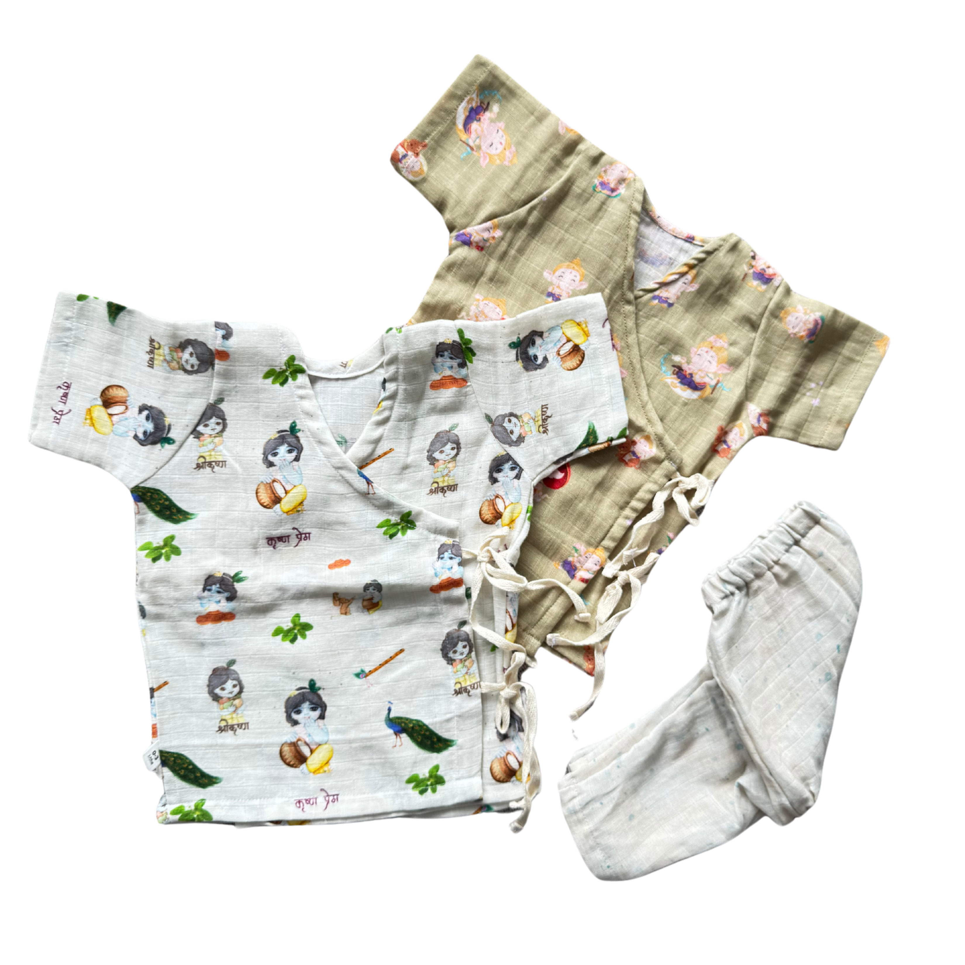 Little Ganesha and Krishna Angarkha Set Combo (2 Top + 1 pant)