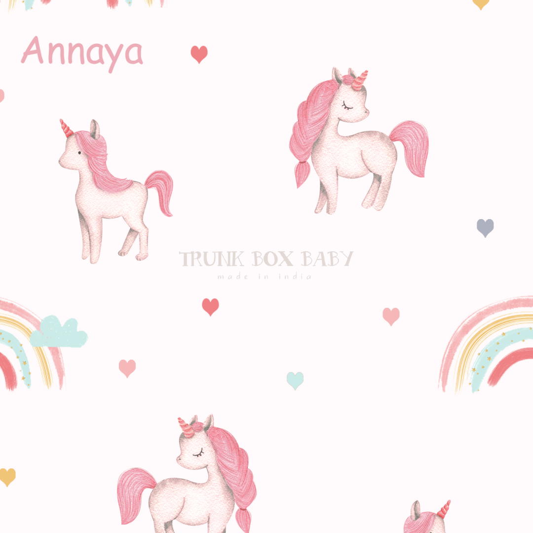 Unicorn and Rainbow Customised Swaddle