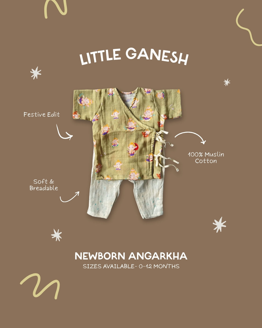 Little Ganesha Swaddle & Angarkha Set Combo