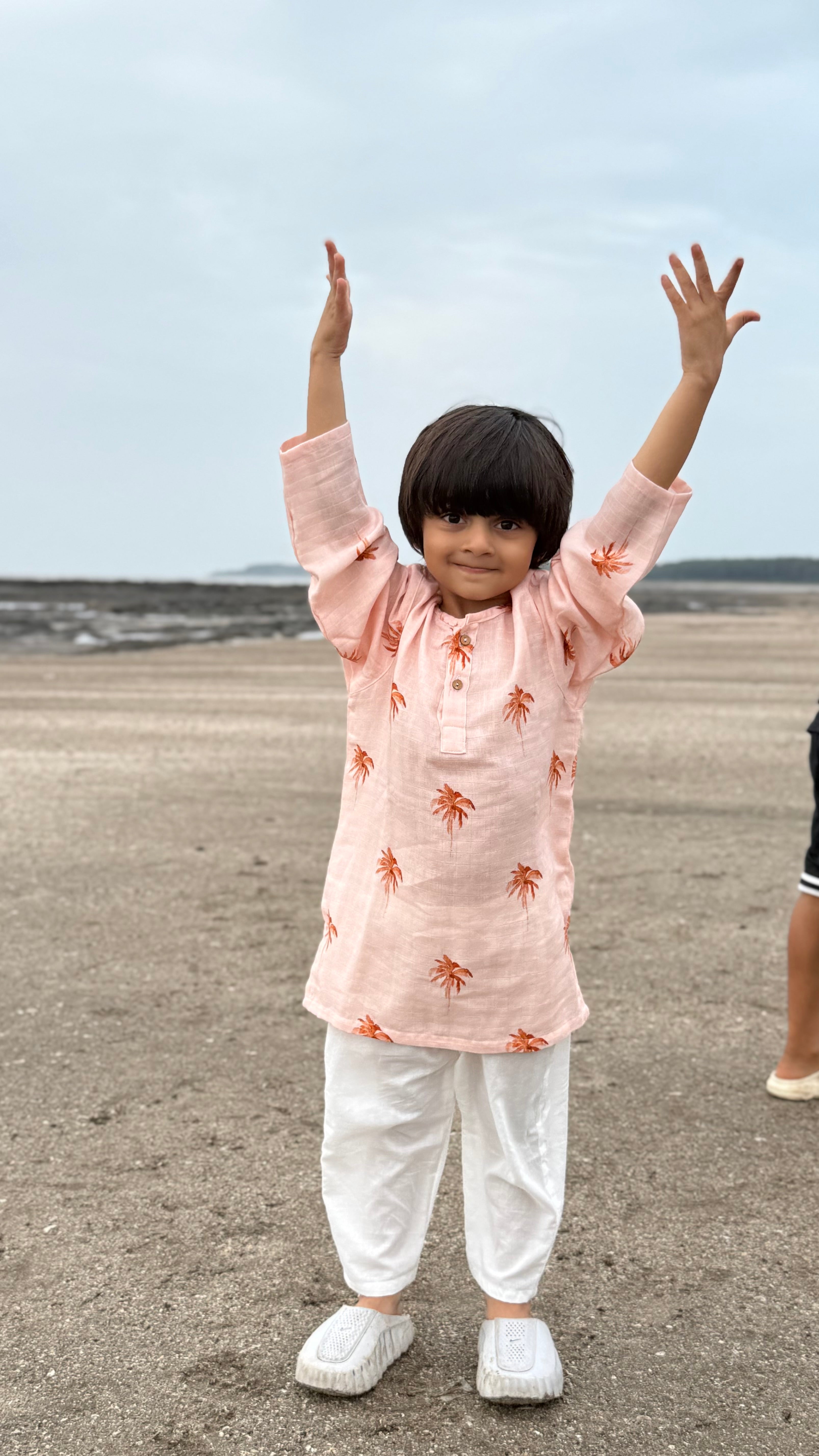 Peach Palm Paradise Kurta