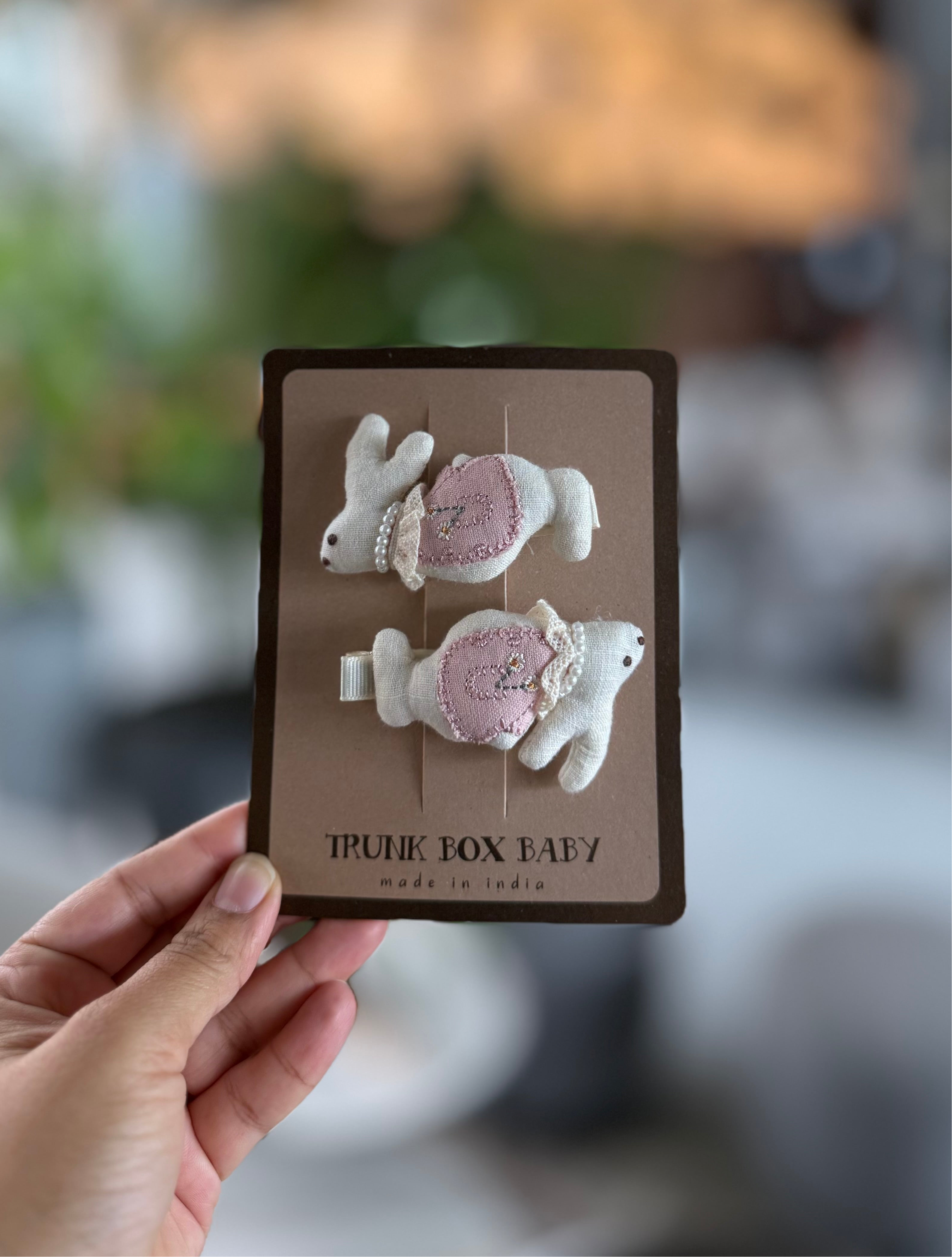 Baby Pink bunny hair clip