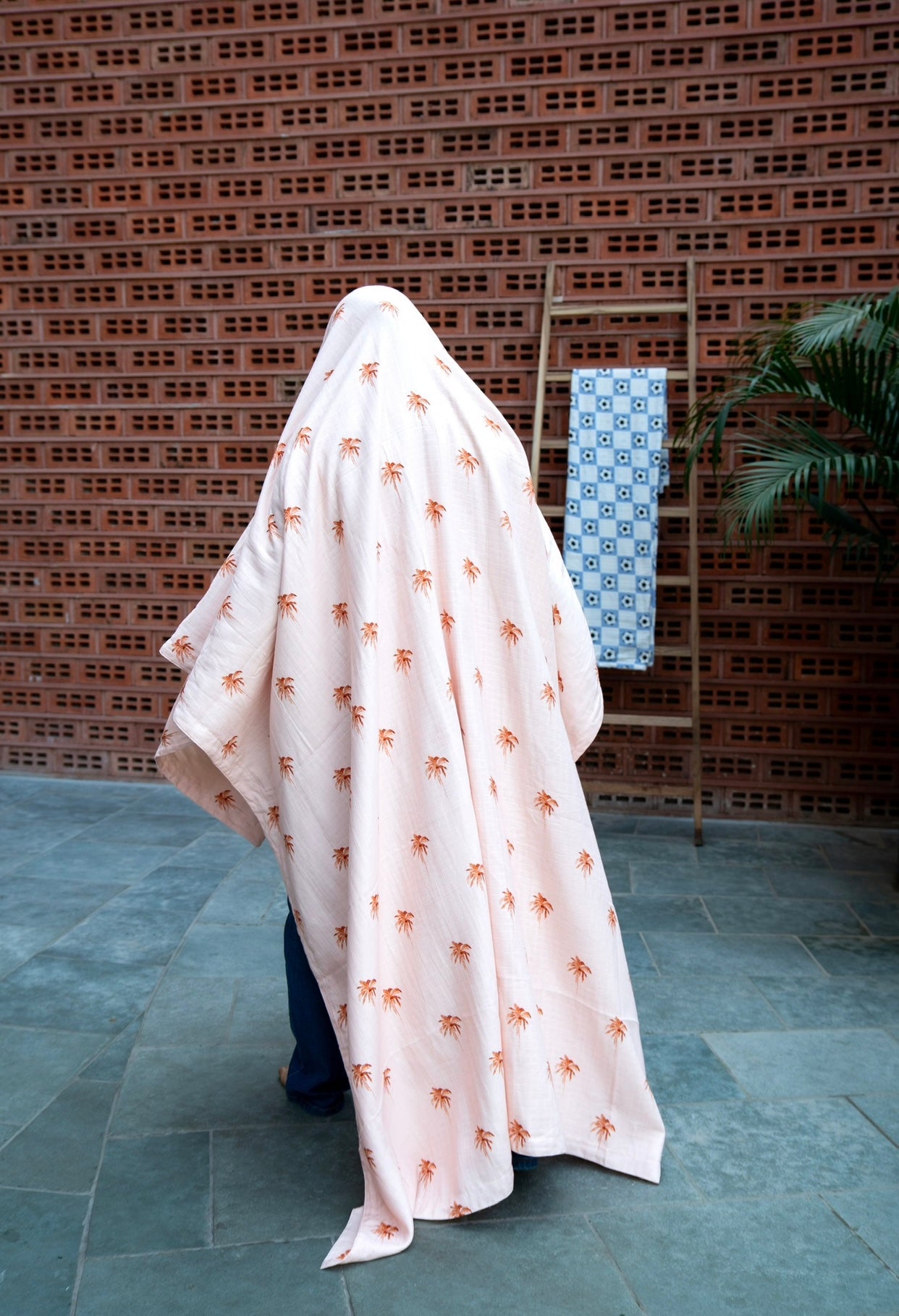 Peach Palm Paradise Adult Blanket