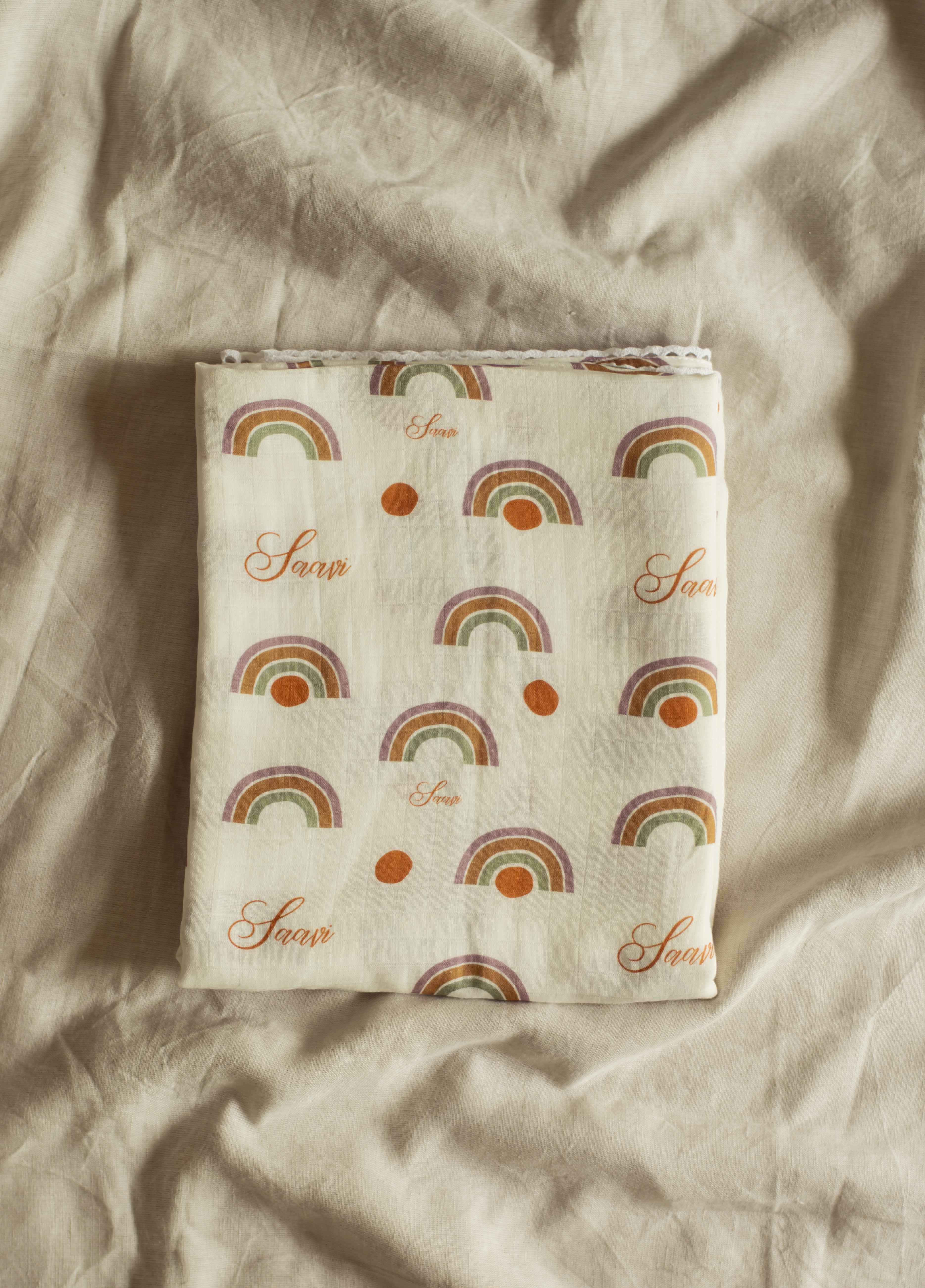 Custom Rainbow Love Swaddle and Angarkha Set