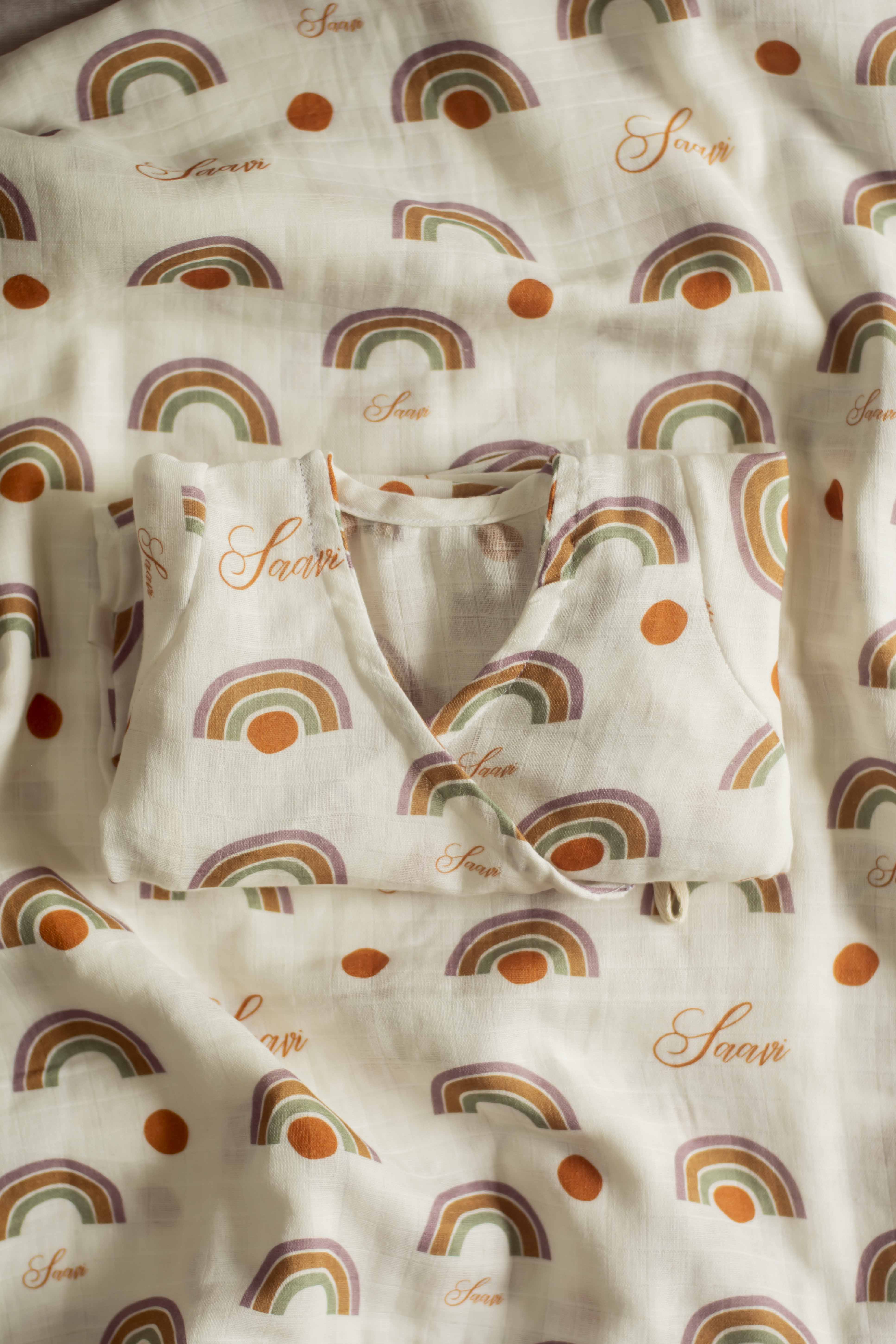 Custom Rainbow Love Swaddle and Angarkha Set
