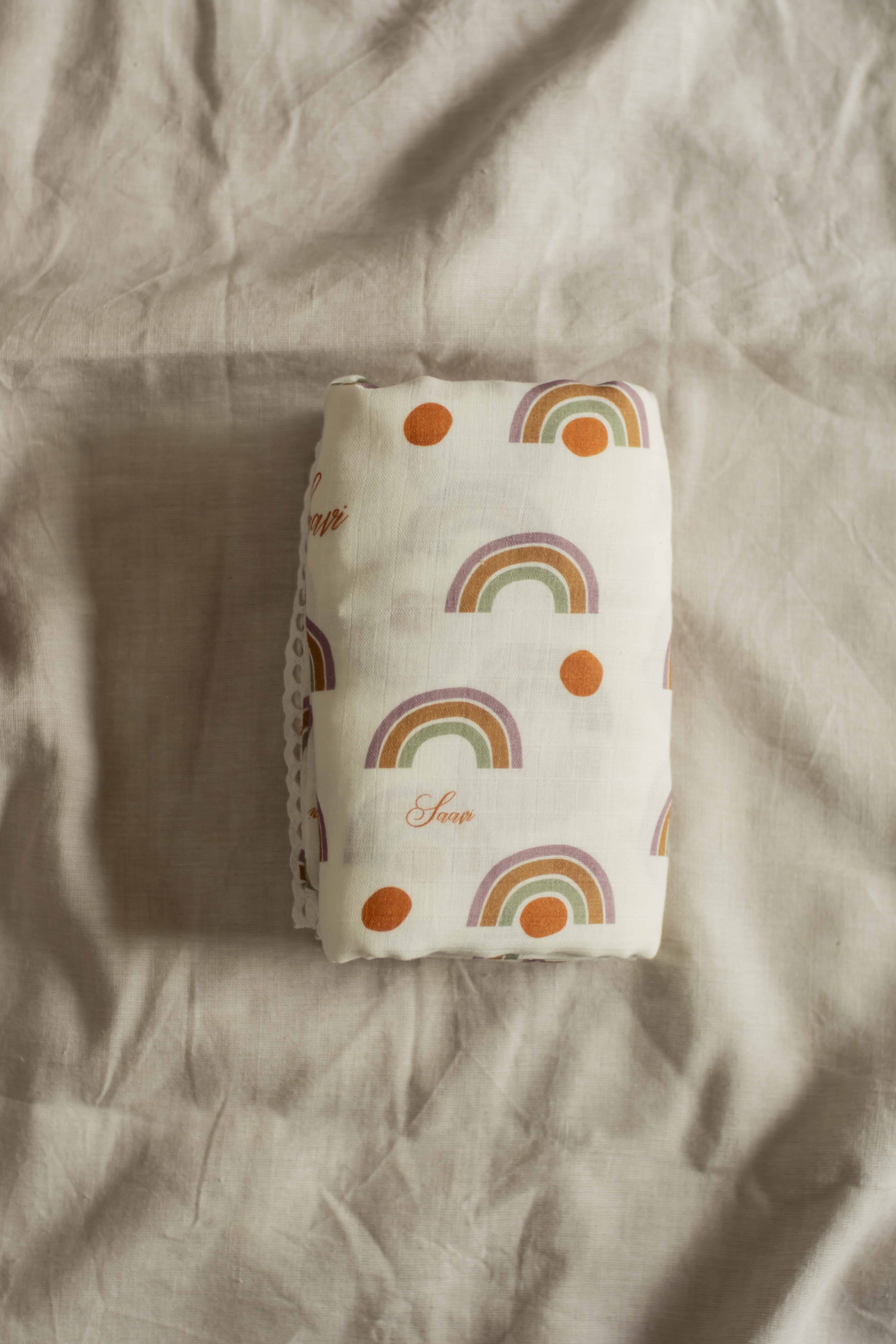 Custom Rainbow Love Swaddle and Angarkha Set