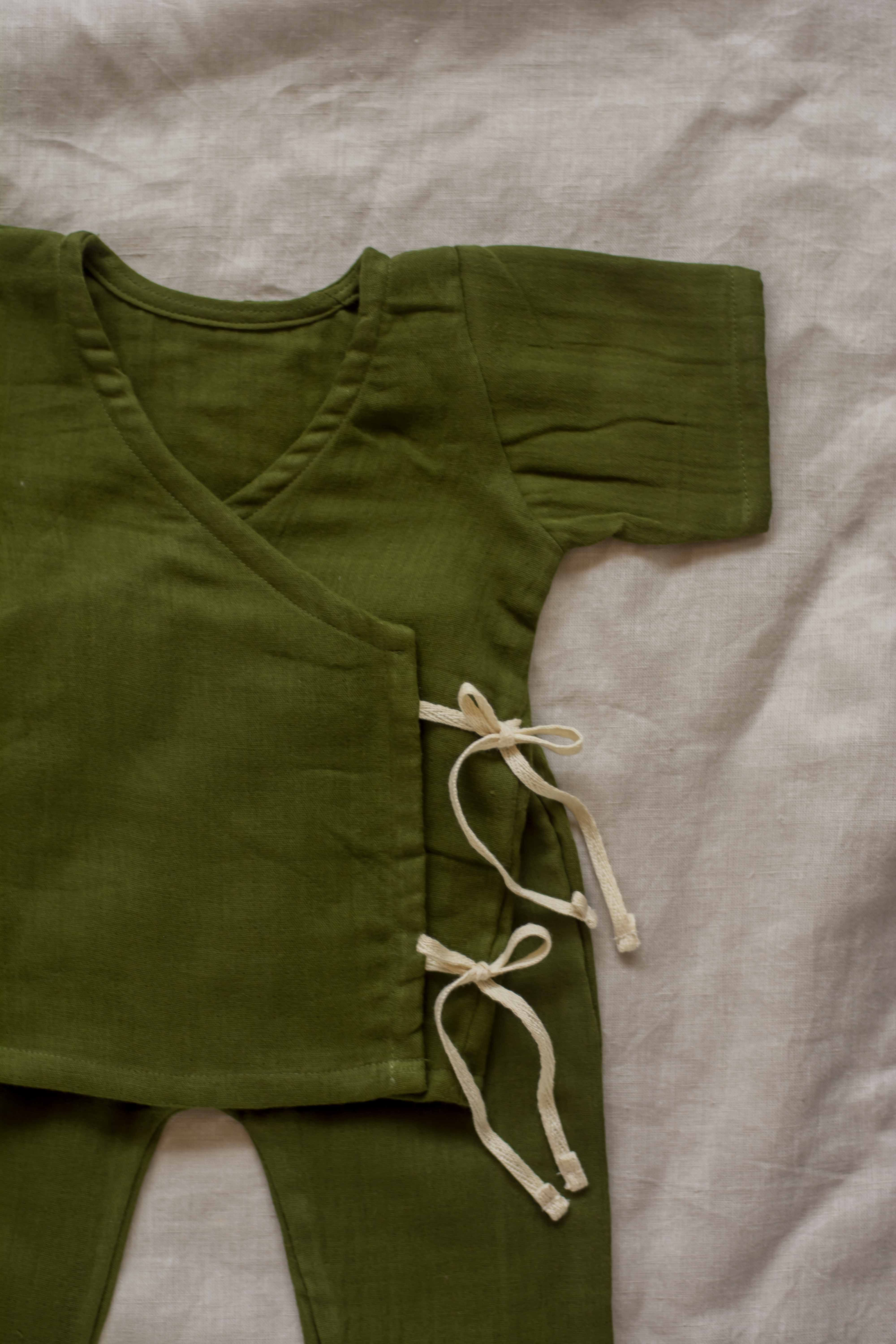 Olive Green Angarkha Set