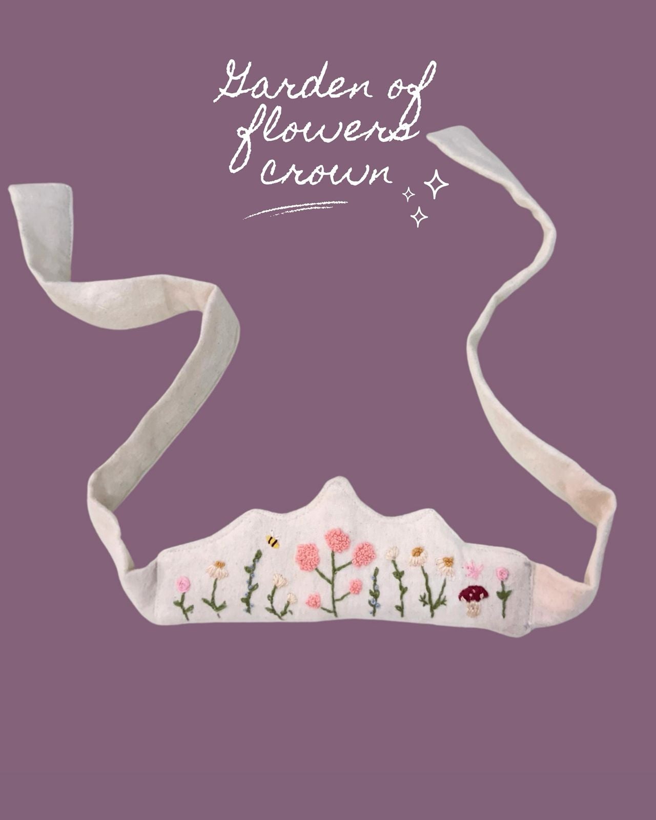 Hand embroidered Garden of flowers Crown