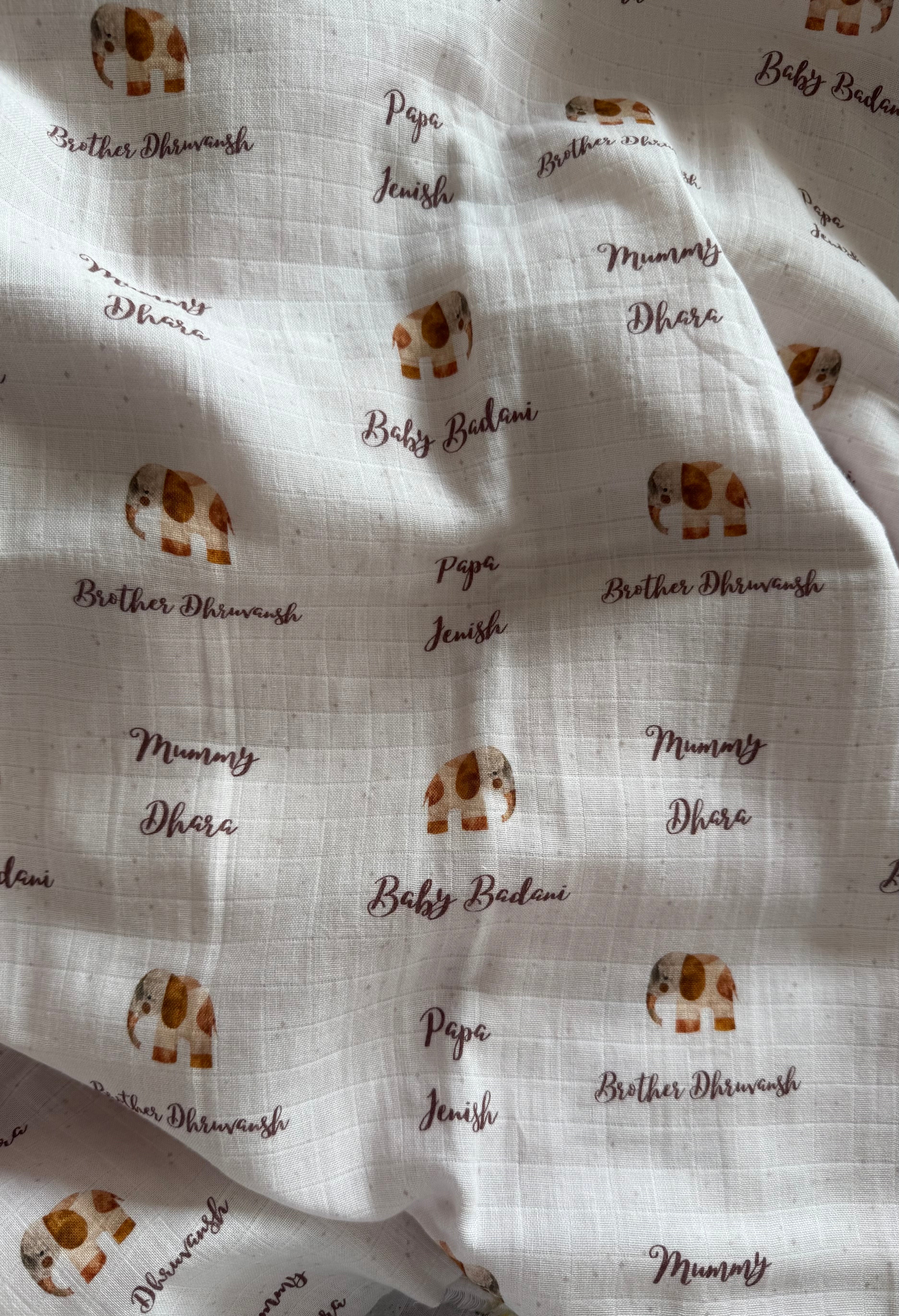 Earthy Elephant Customised Swaddle