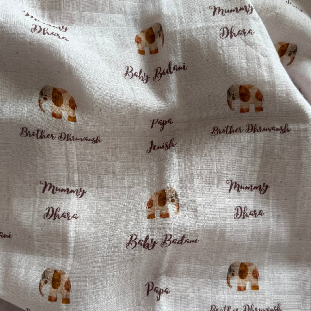 Earthy Elephant Customised Swaddle