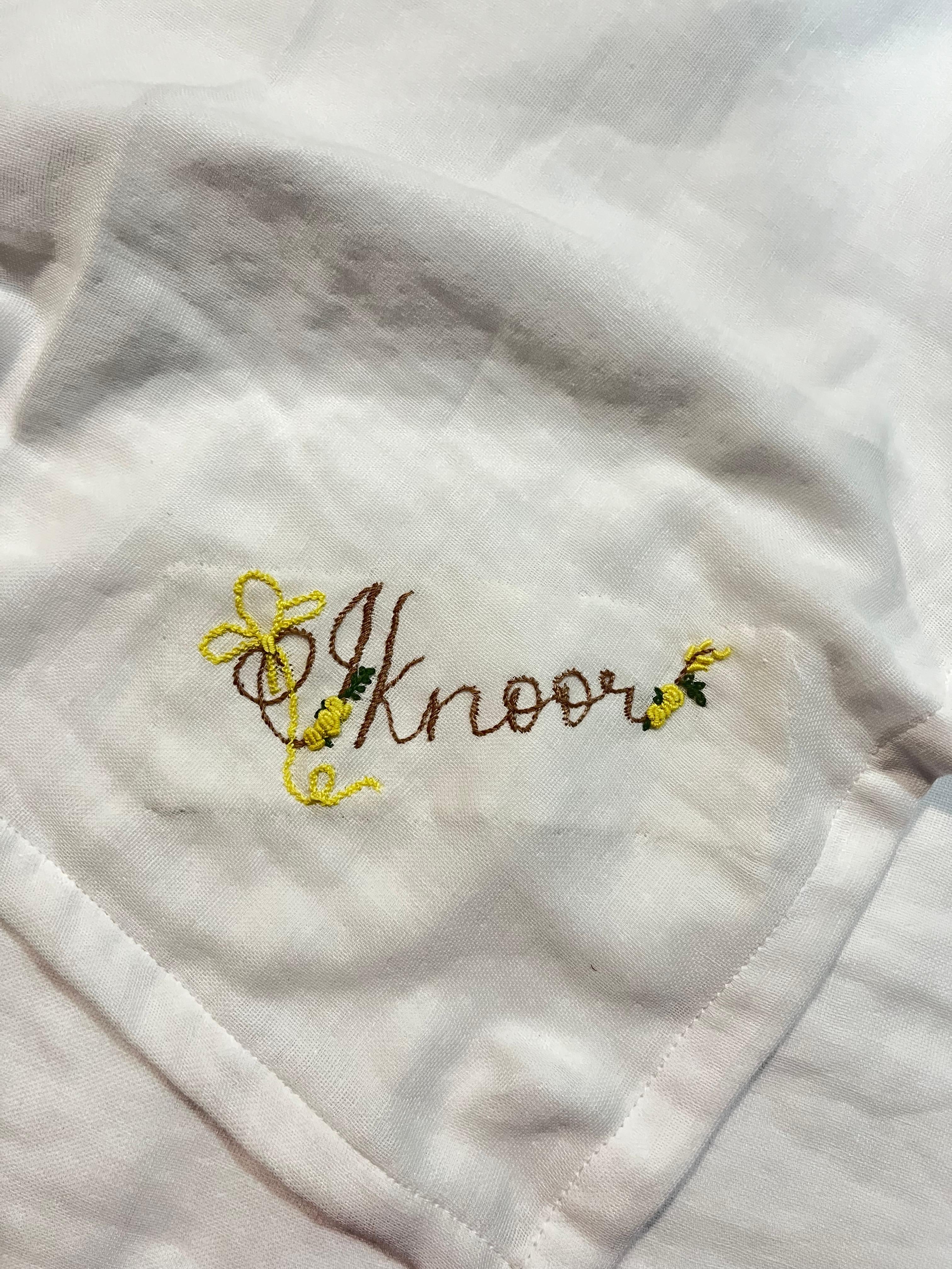 Custom Name Hand Embroidered Blanket Style 4