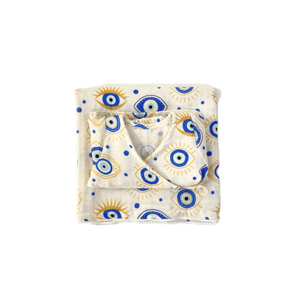Customised Evil eye Newborn Angarkha & Swaddle Set