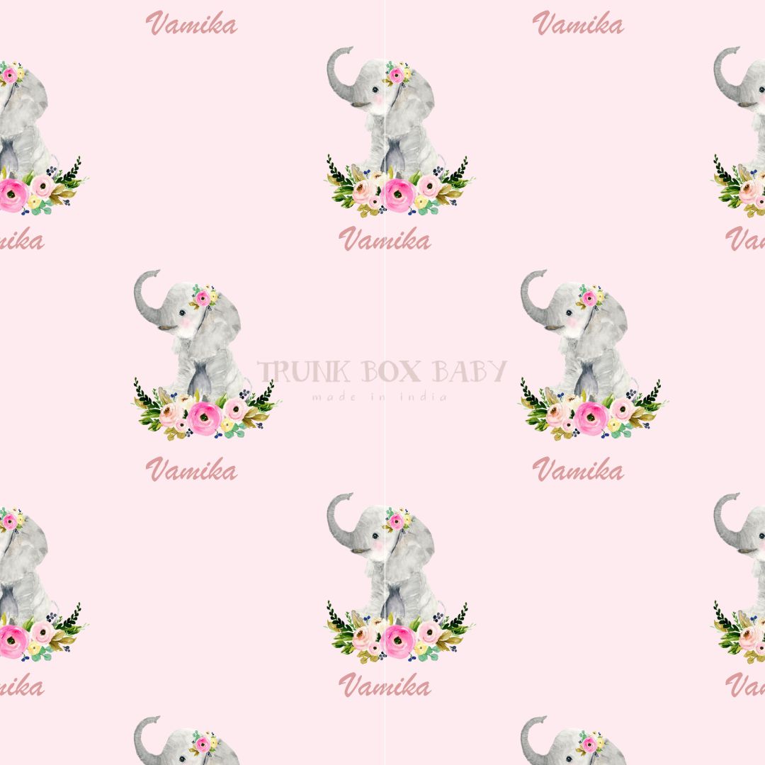 Flowery Elephant Customised Swaddle
