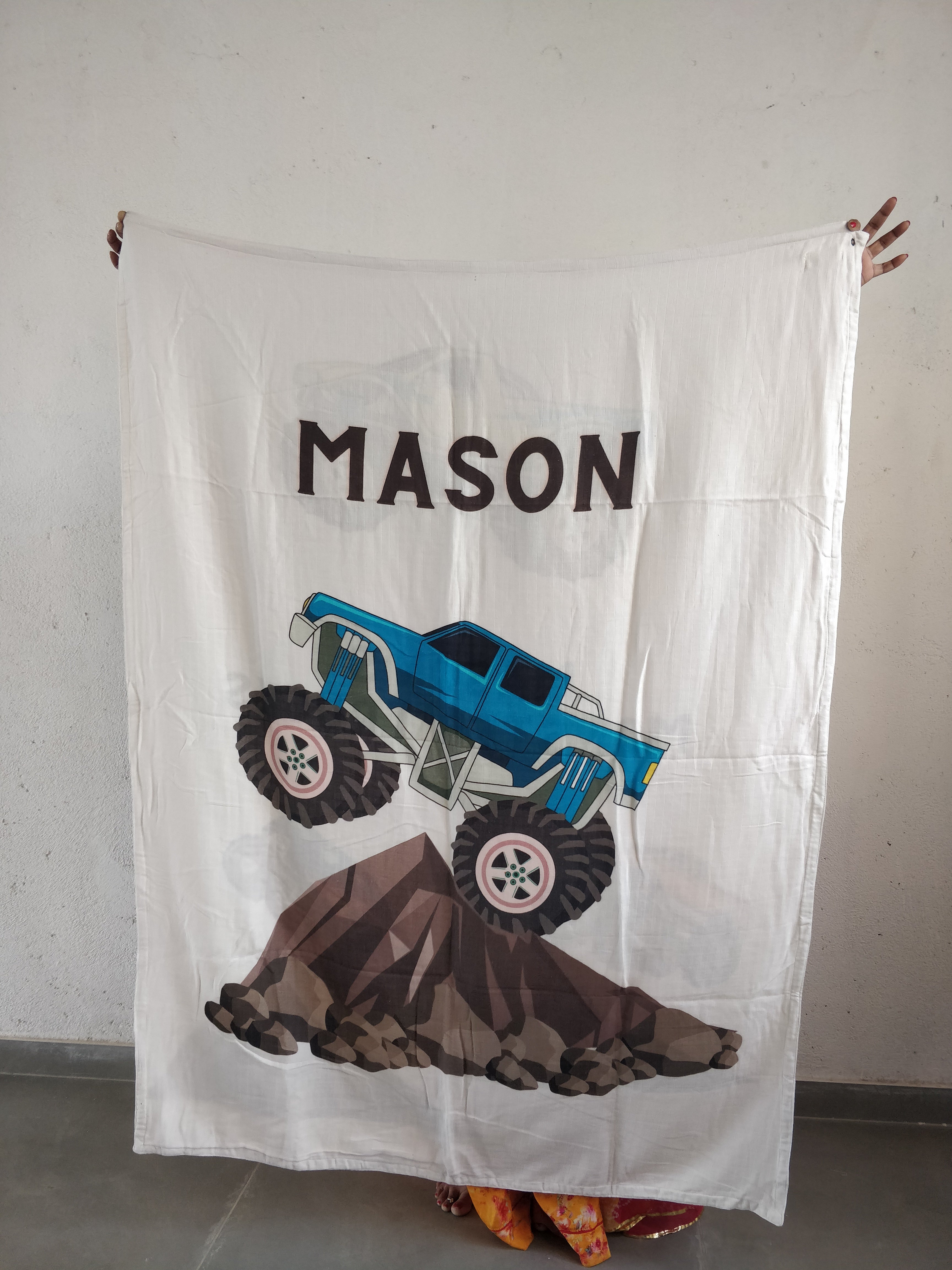 Beat Monster Truck Mason's Name Small Size Blanket