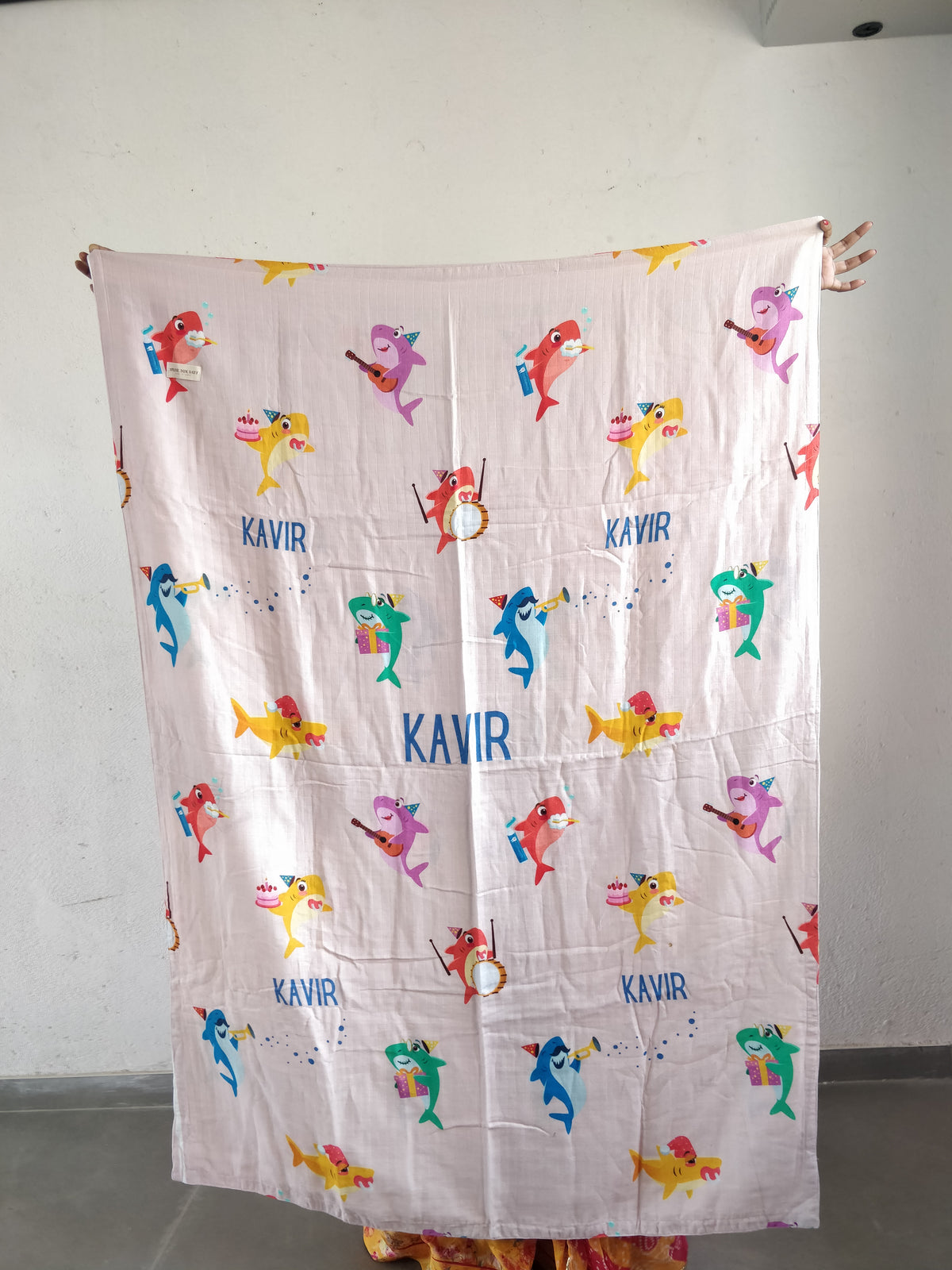 Baby Shark Kavir Name Small Size Custom Blanket